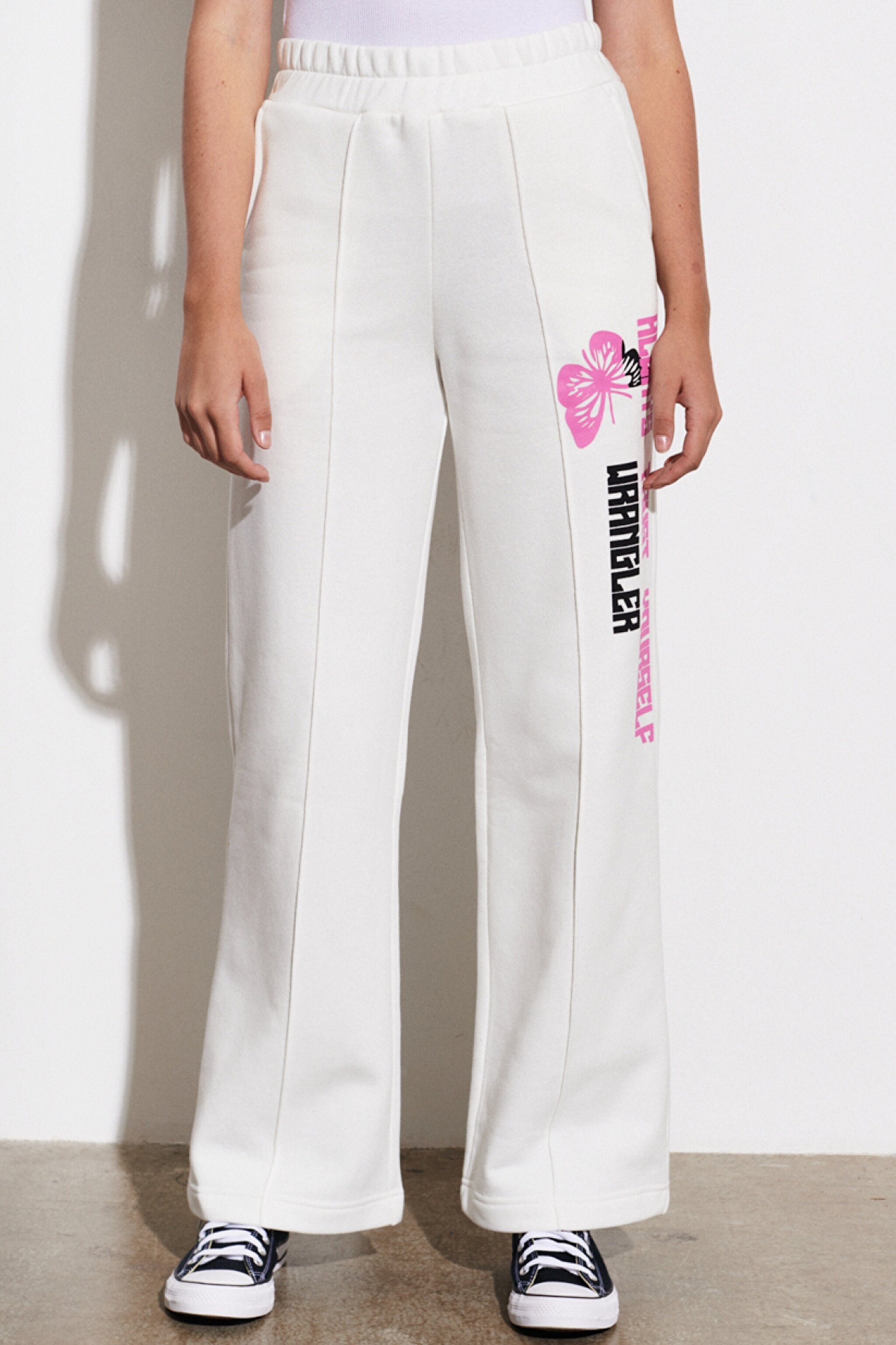 Wide Leg Fit %100 Pamuk Kırık Beyaz Şardonlu Sweatpant Eşofman Altı - Off White-W222175102