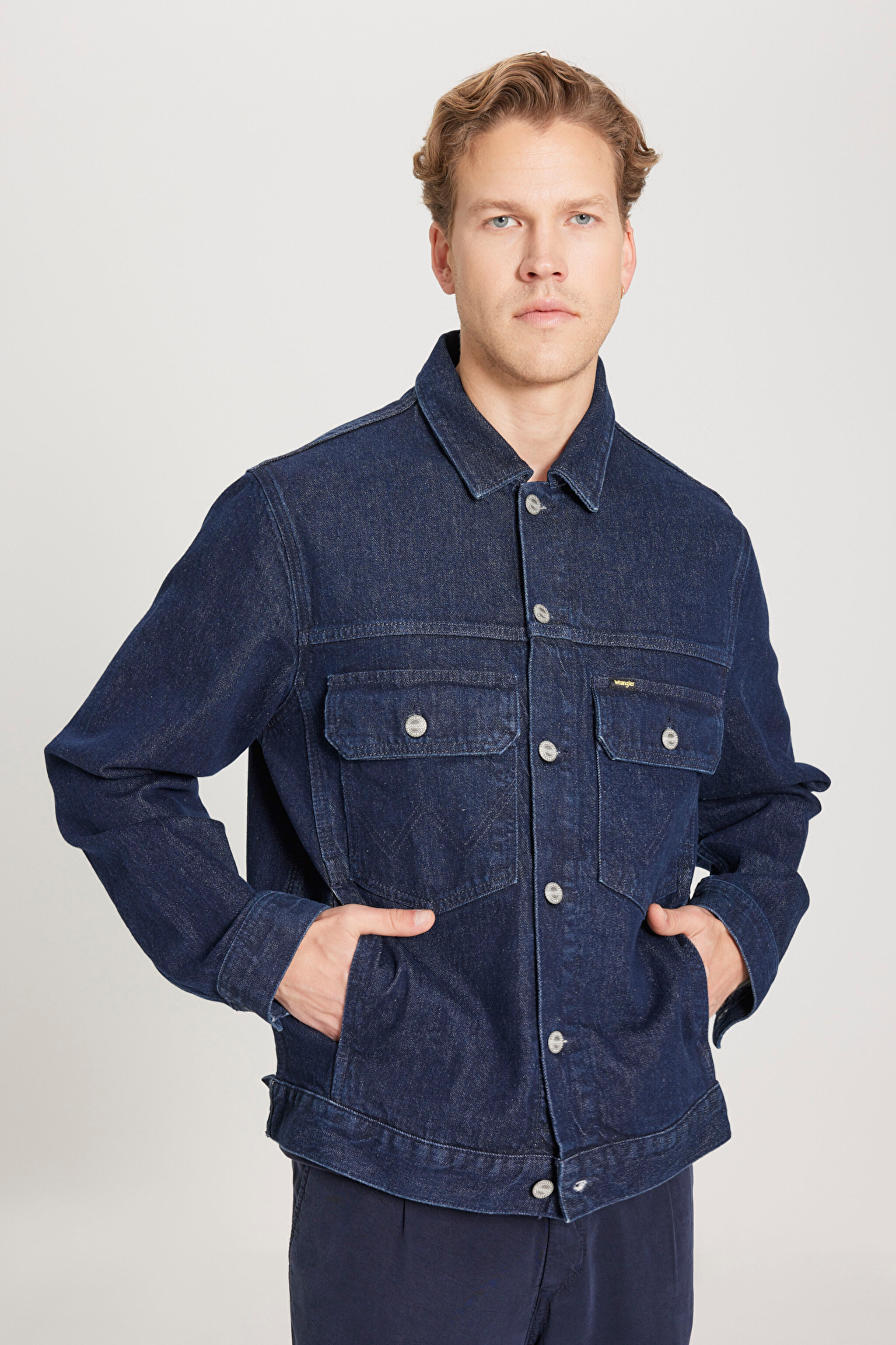 Trucker Regular Fit Normal Kesim İndigo Esnek Jean Kot Ceket - İndigo-W222197TF