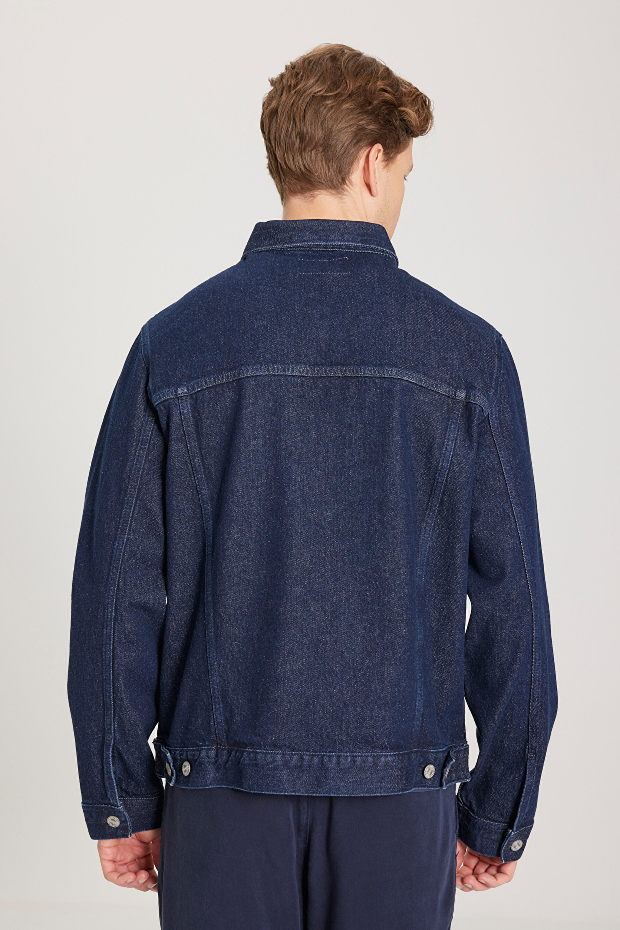 Trucker Regular Fit Normal Kesim İndigo Esnek Jean Kot Ceket - İndigo-W222197TF (görsel 6)