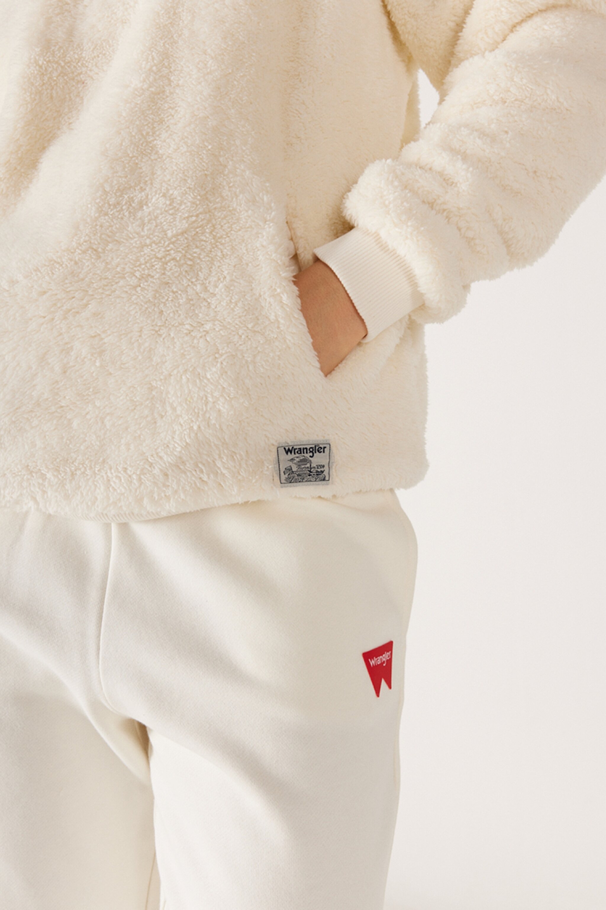 Regular Fit Normal Kesim Kapüşonlu Sherpa Ekru Sweatshirt - Ecru-W222260104 (görsel 6)