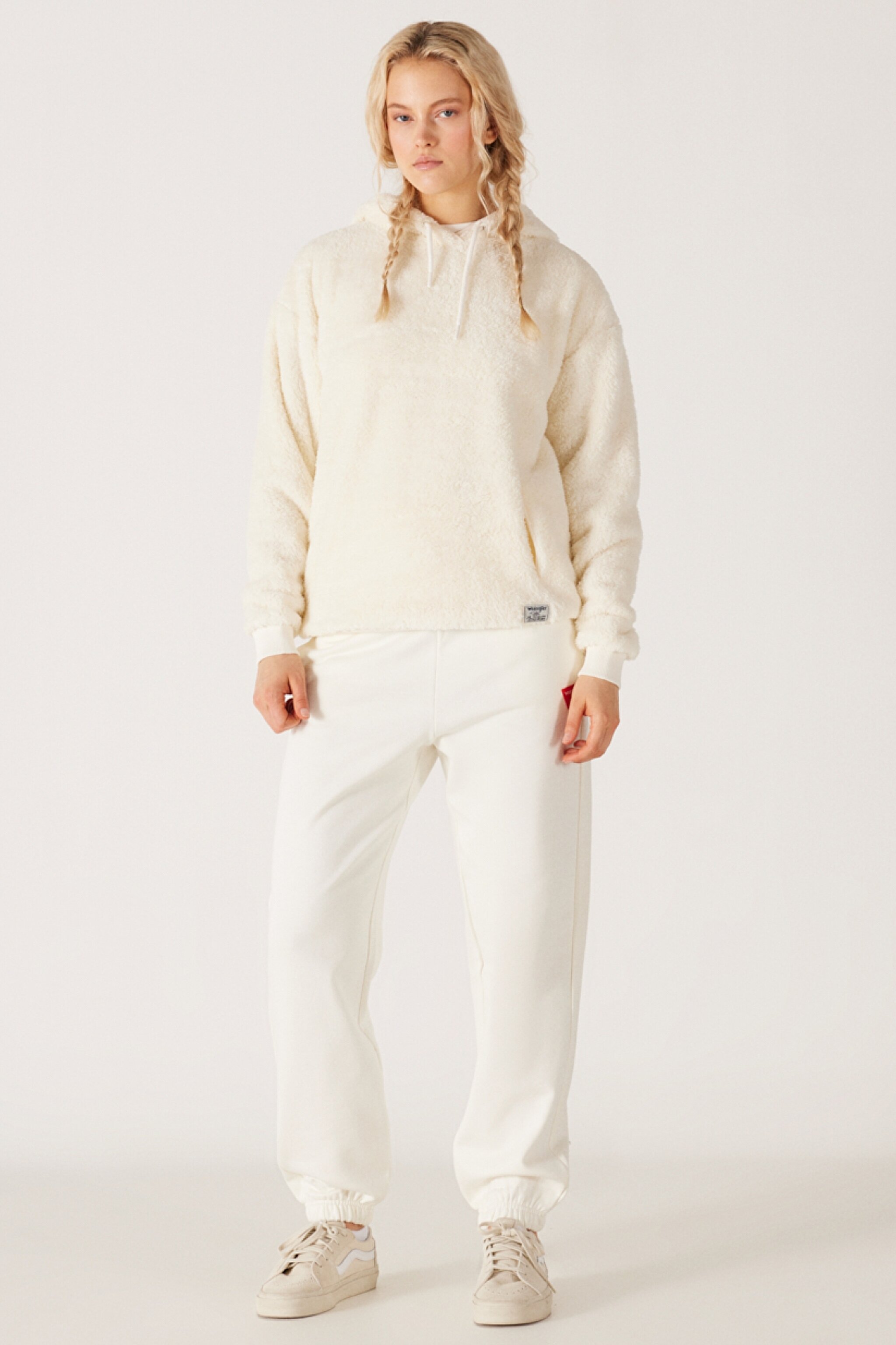 Regular Fit Normal Kesim Kapüşonlu Sherpa Ekru Sweatshirt - Ecru-W222260104 (görsel 7)