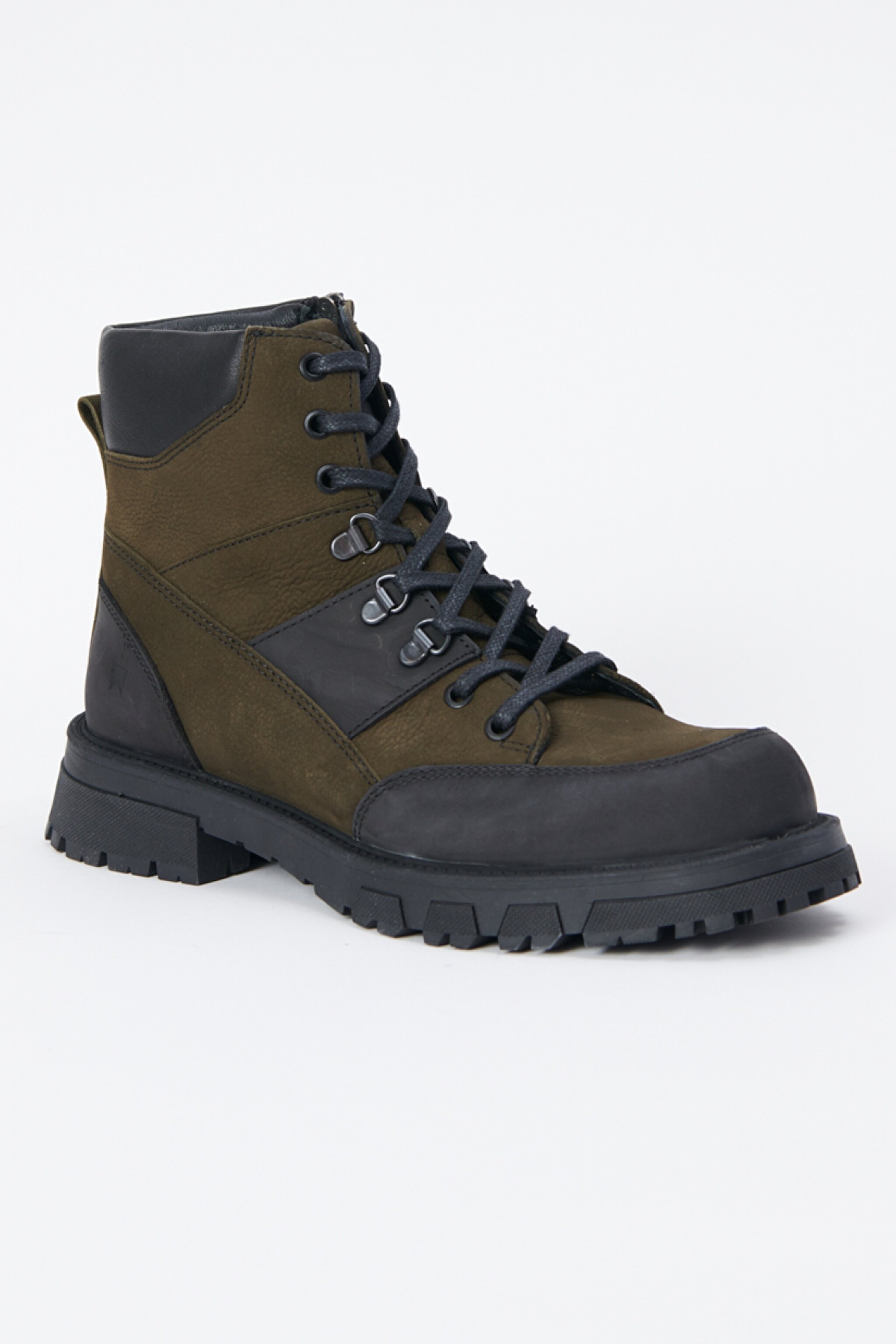 %100 Deri Haki Postal Bot - Khaki-W222285801