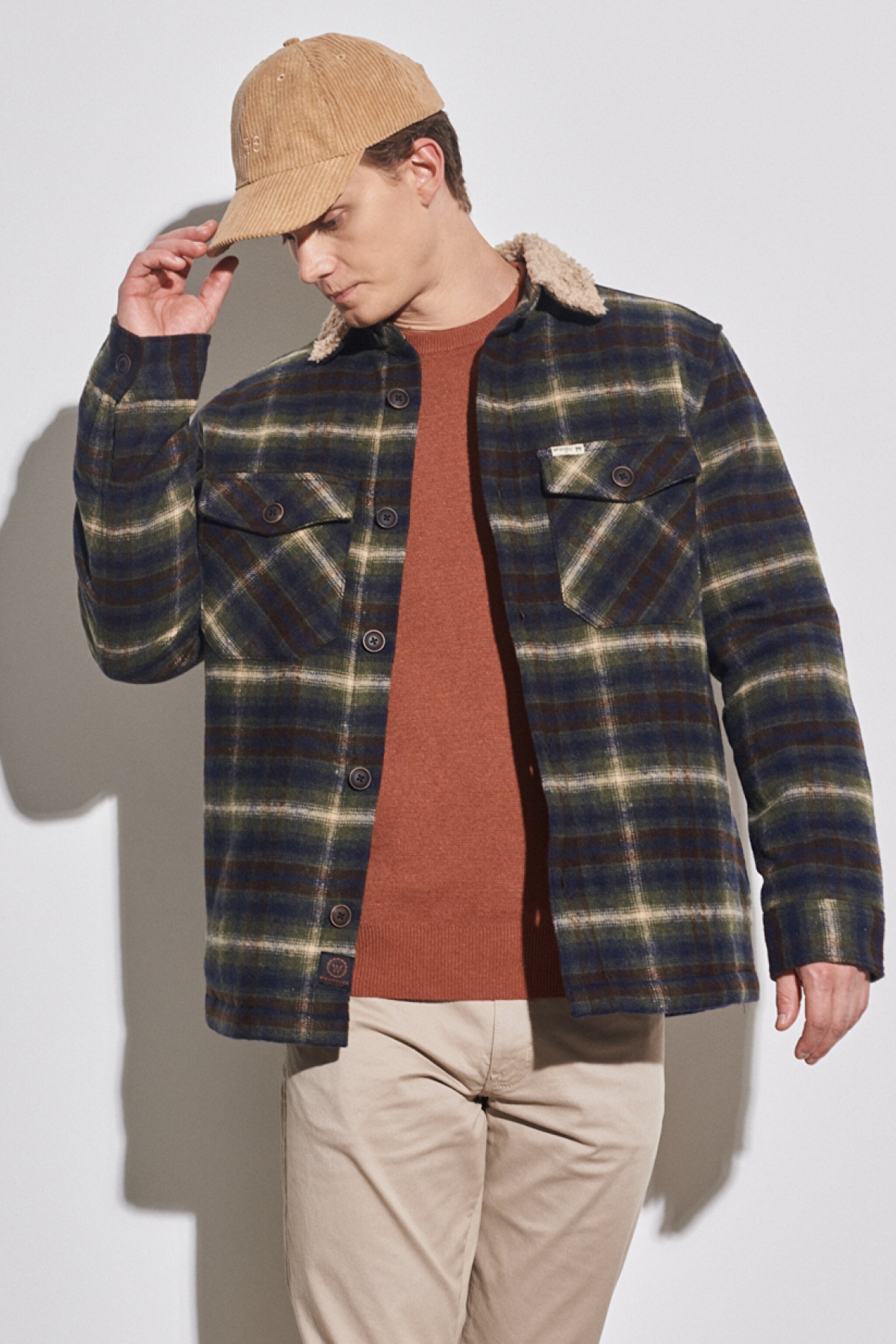 Regular Fit Normal Kesim Gömlek Yaka Kaşe Ceket - Khaki-W222316801 (görsel 2)