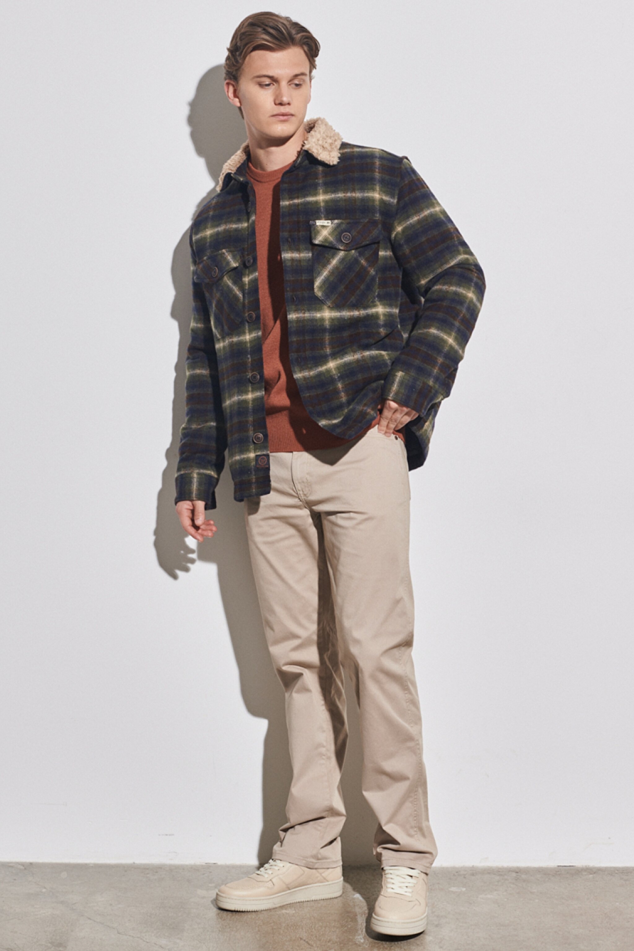 Regular Fit Normal Kesim Gömlek Yaka Kaşe Ceket - Khaki-W222316801 (görsel 6)