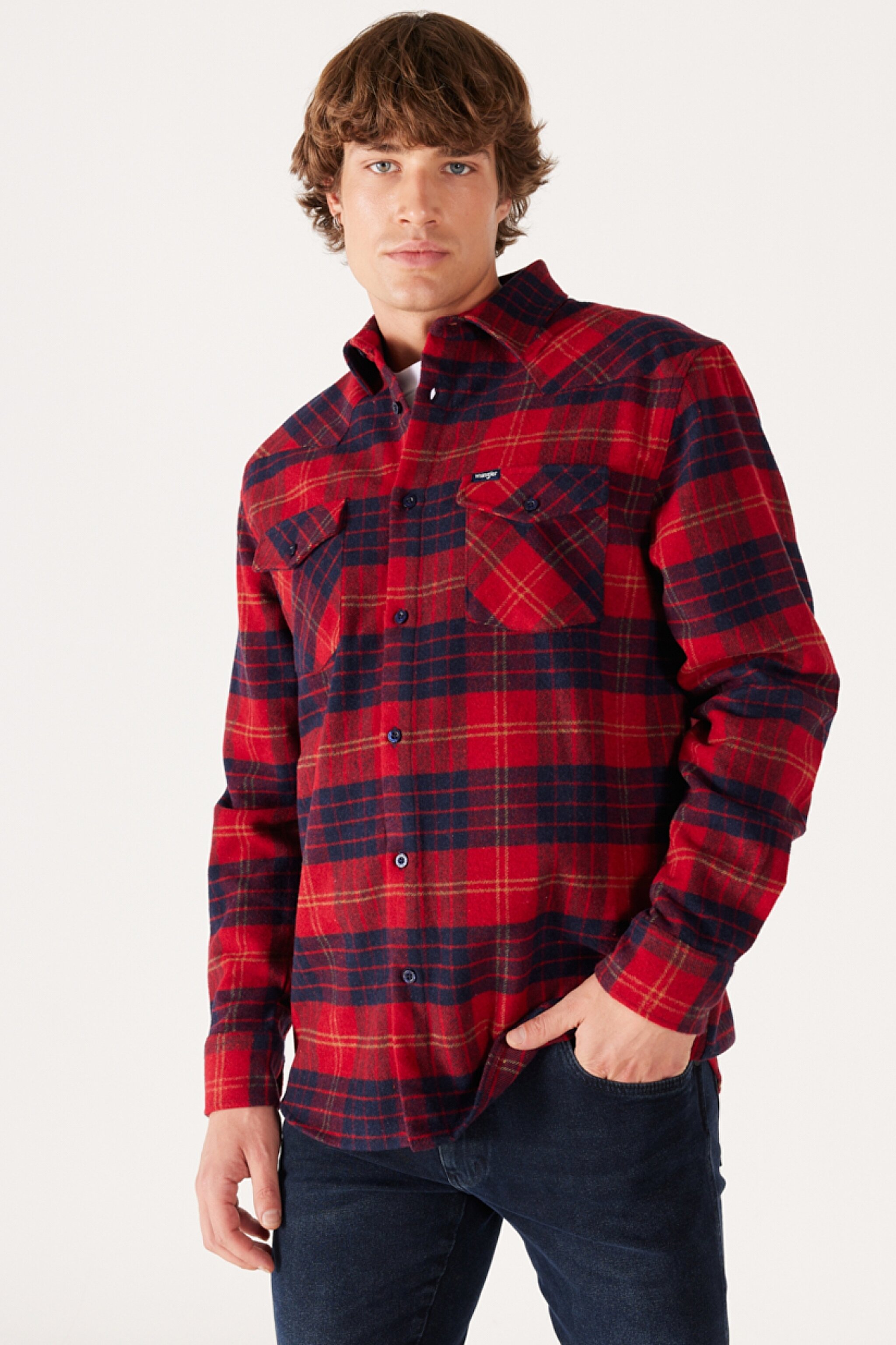 Regular Fit Normal Kesim Uzun Kollu Kırmızı Gömlek - Red-W222470600 (görsel 2)
