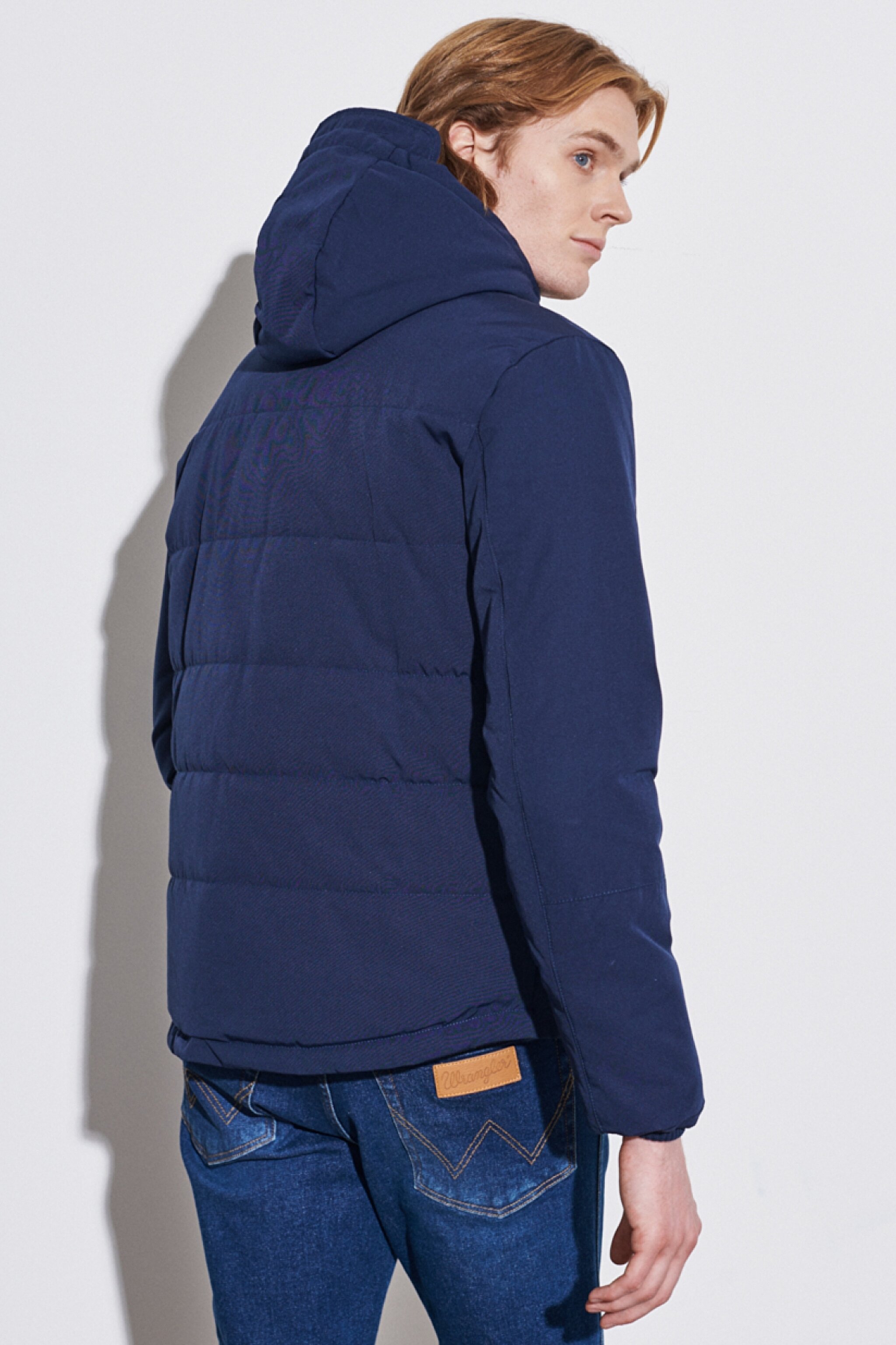 Regular Fit Normal Kesim Kapüşonlu Lacivert Şişme Mont - Navy-W222558114 (görsel 4)