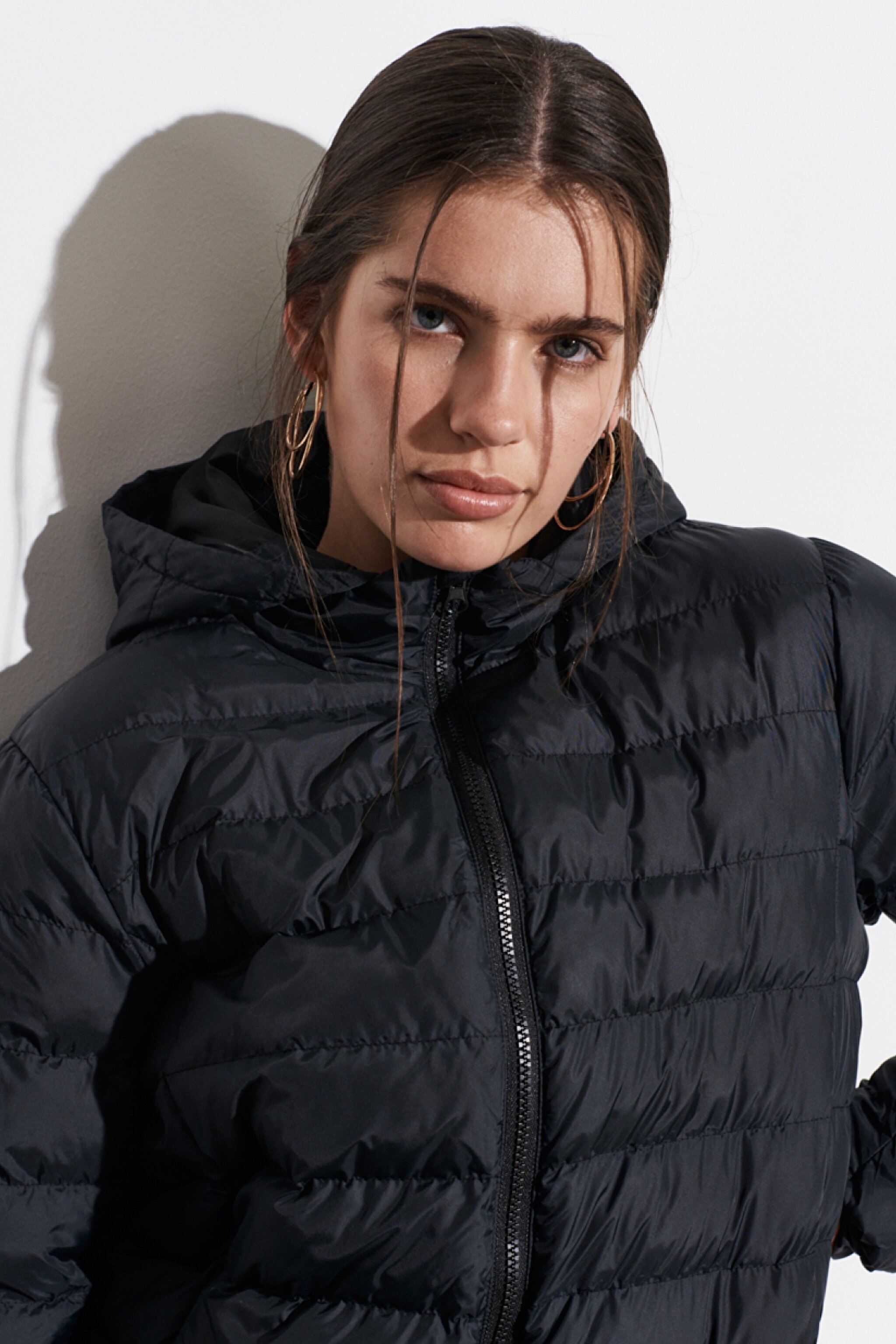 Regular Fit Normal Kesim Siyah Şişme Mont - Black-W222561001 (görsel 4)