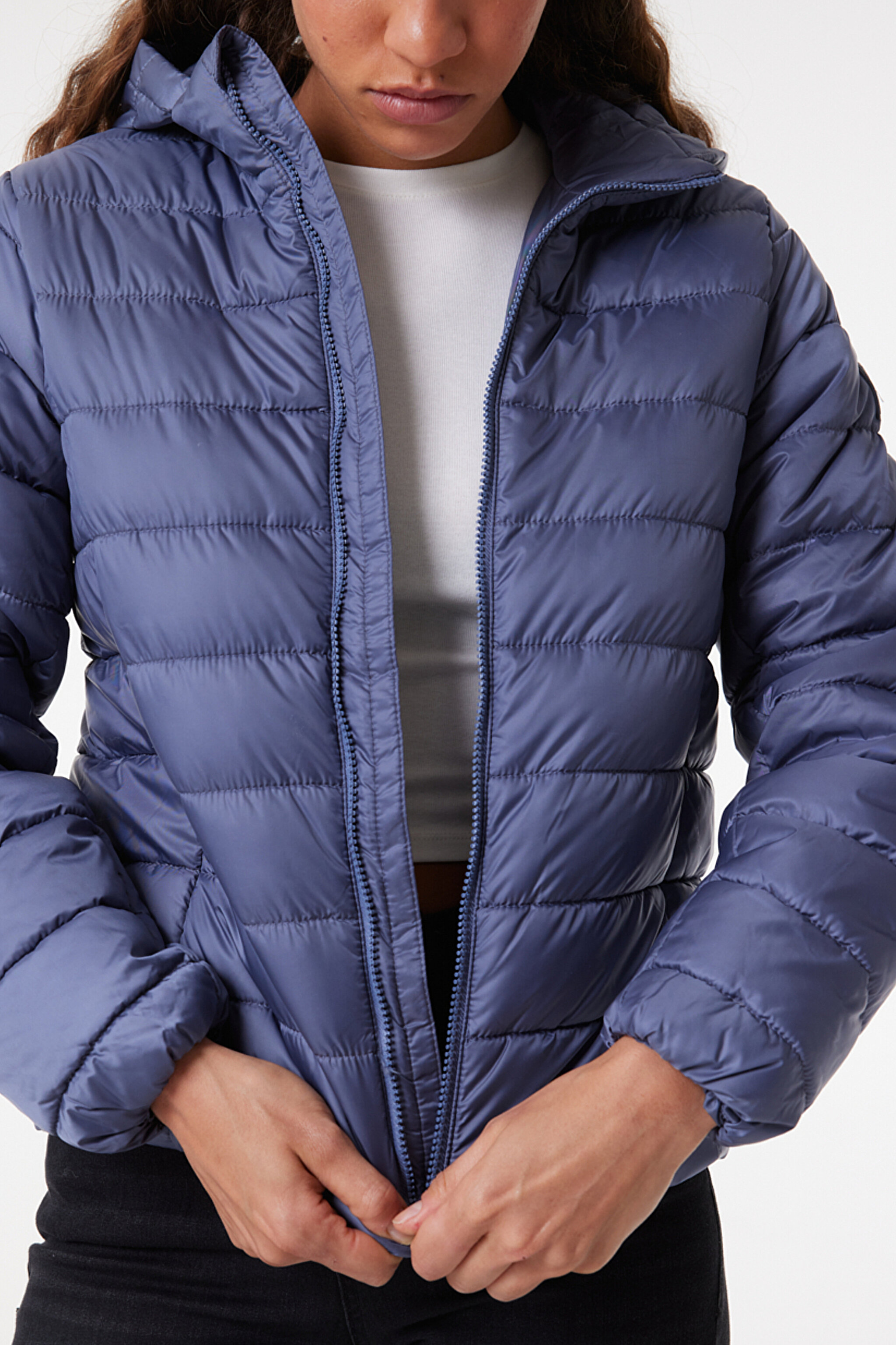 Regular Fit Normal Kesim Mavi Şişme Mont - Bluestone-W222561407 (görsel 4)