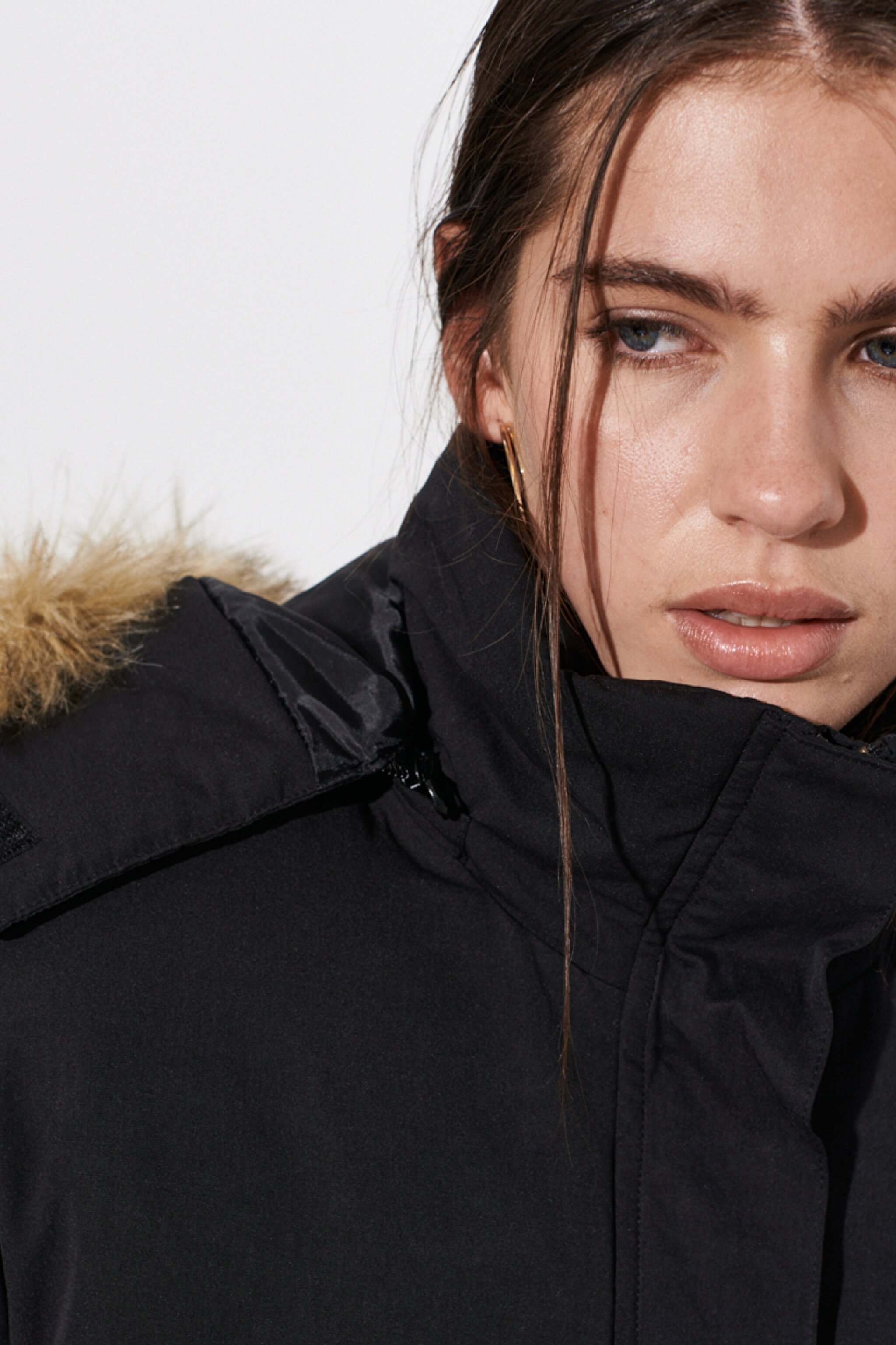 Regular Fit Normal Kesim Siyah Parka Ceket - Black-W222577001 (görsel 5)