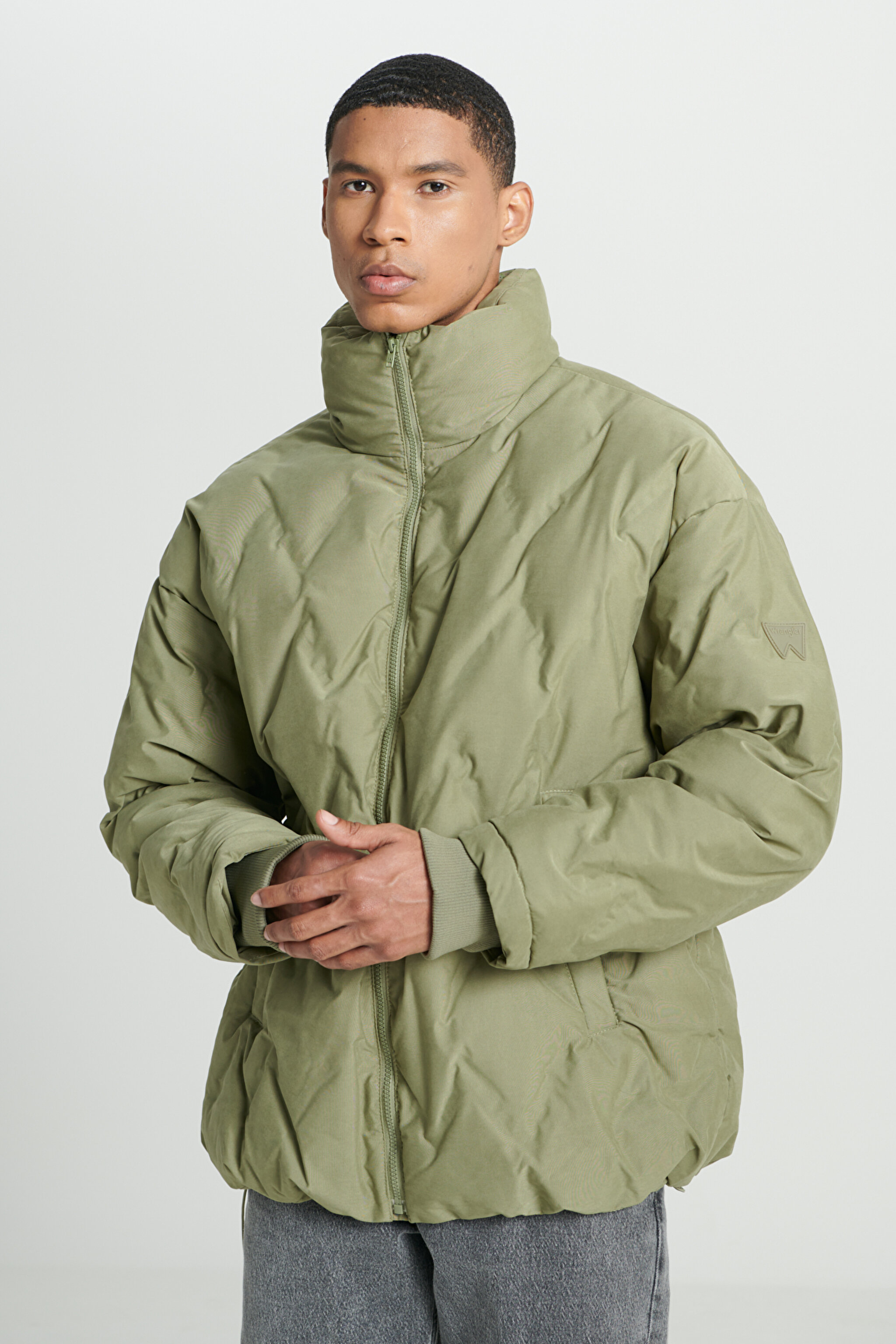 Regular Fit Normal Kesim Tam Fermuarlı Şişme Mont - Deep Lichen Green-W222627X1X (görsel 5)