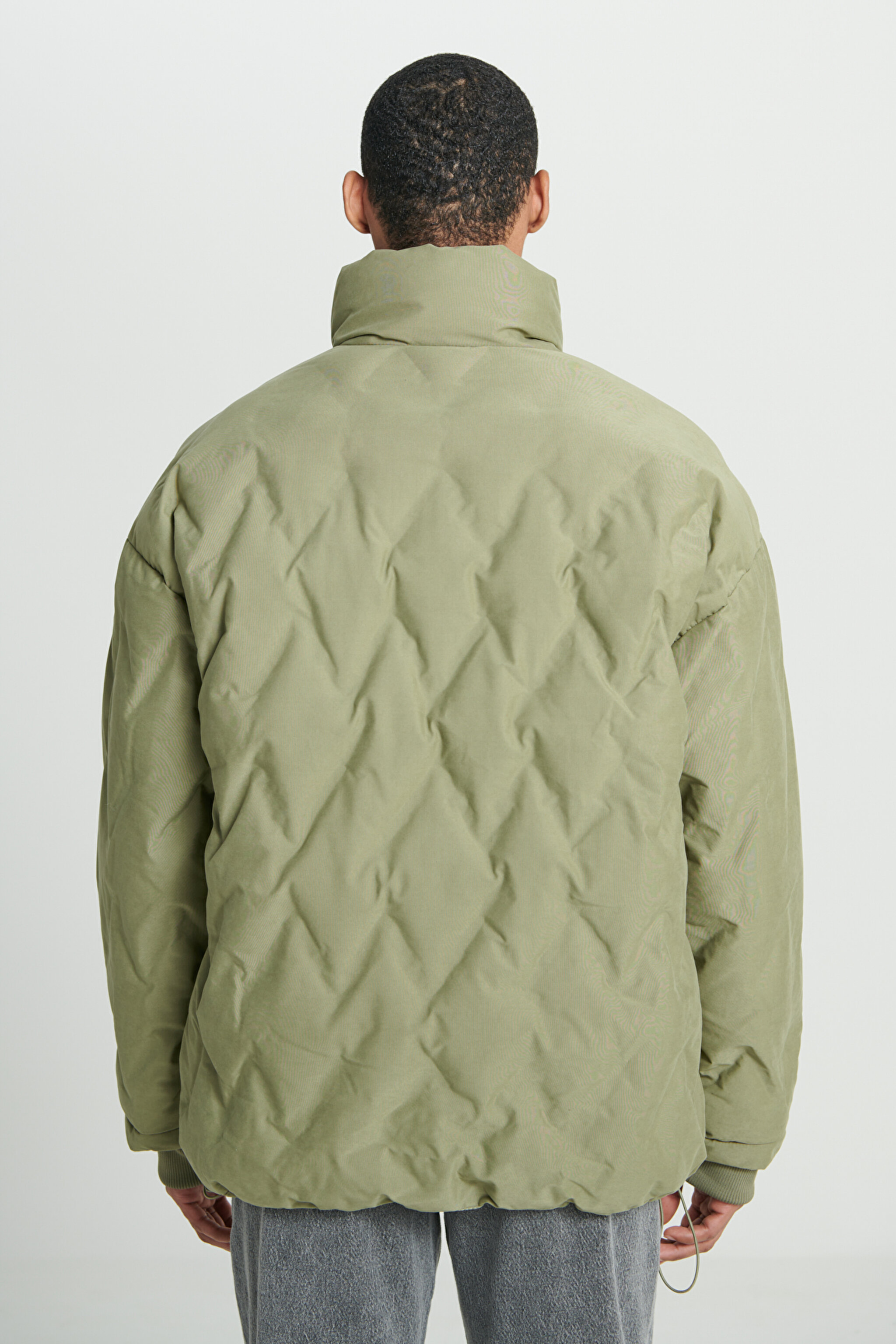 Regular Fit Normal Kesim Tam Fermuarlı Şişme Mont - Deep Lichen Green-W222627X1X (görsel 6)