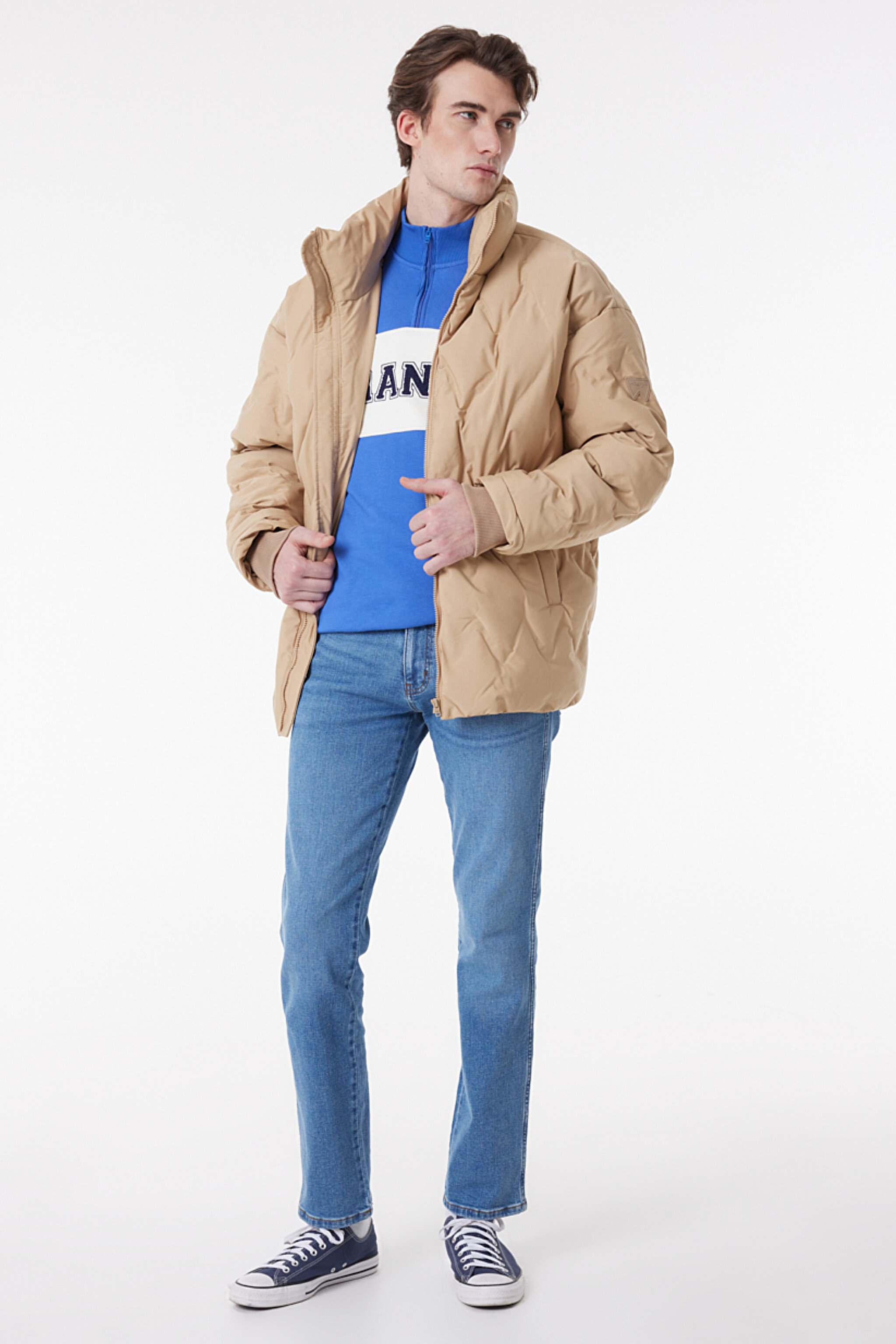 Regular Fit Normal Kesim Kapitone Şişme Mont - Cornstalk-W222627X4K