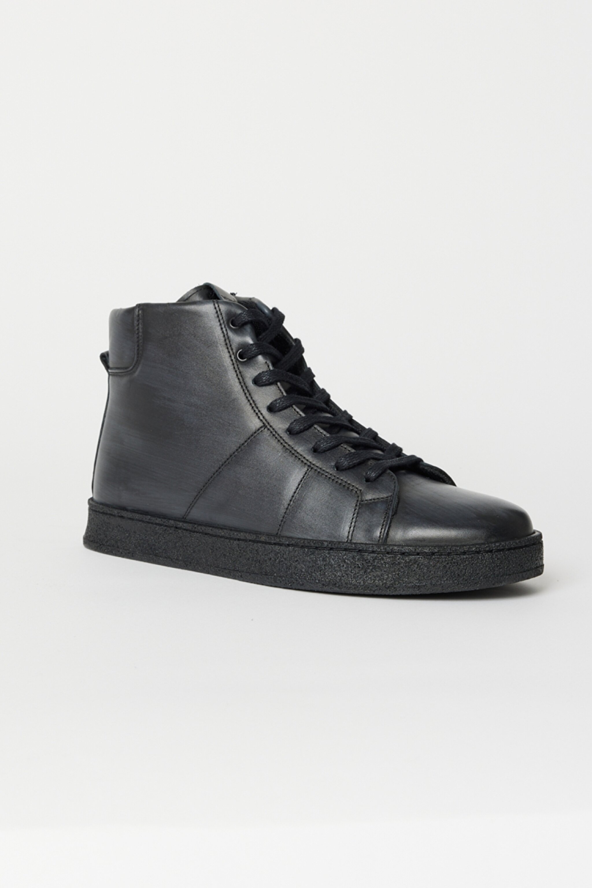 %100 Deri Yüksek Kesim Eskitme Gri Casual Ayakkabı