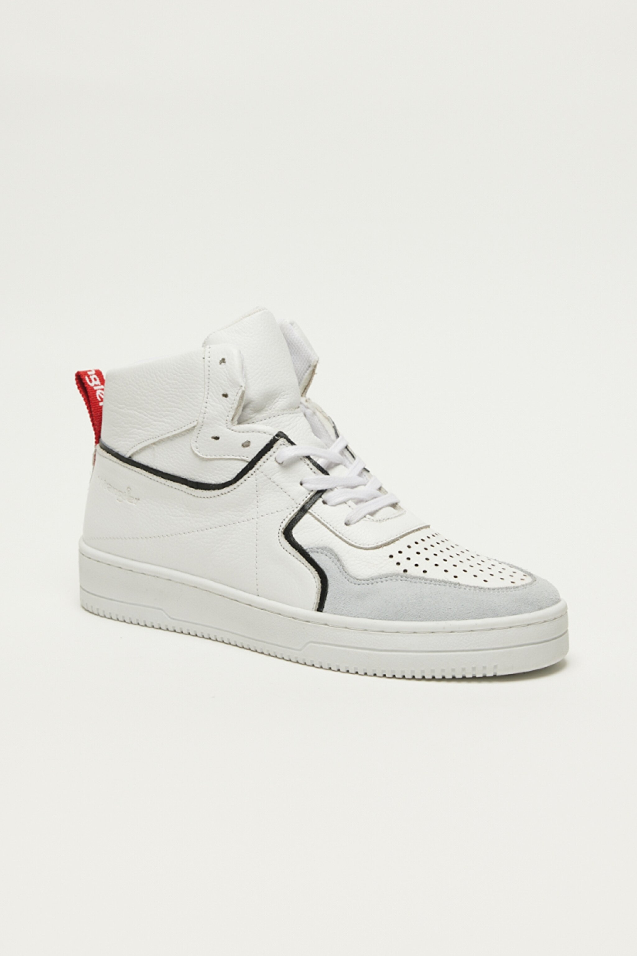%100 Deri Yüksek Kesim Beyaz Sneaker Ayakkabı - White-W222788100