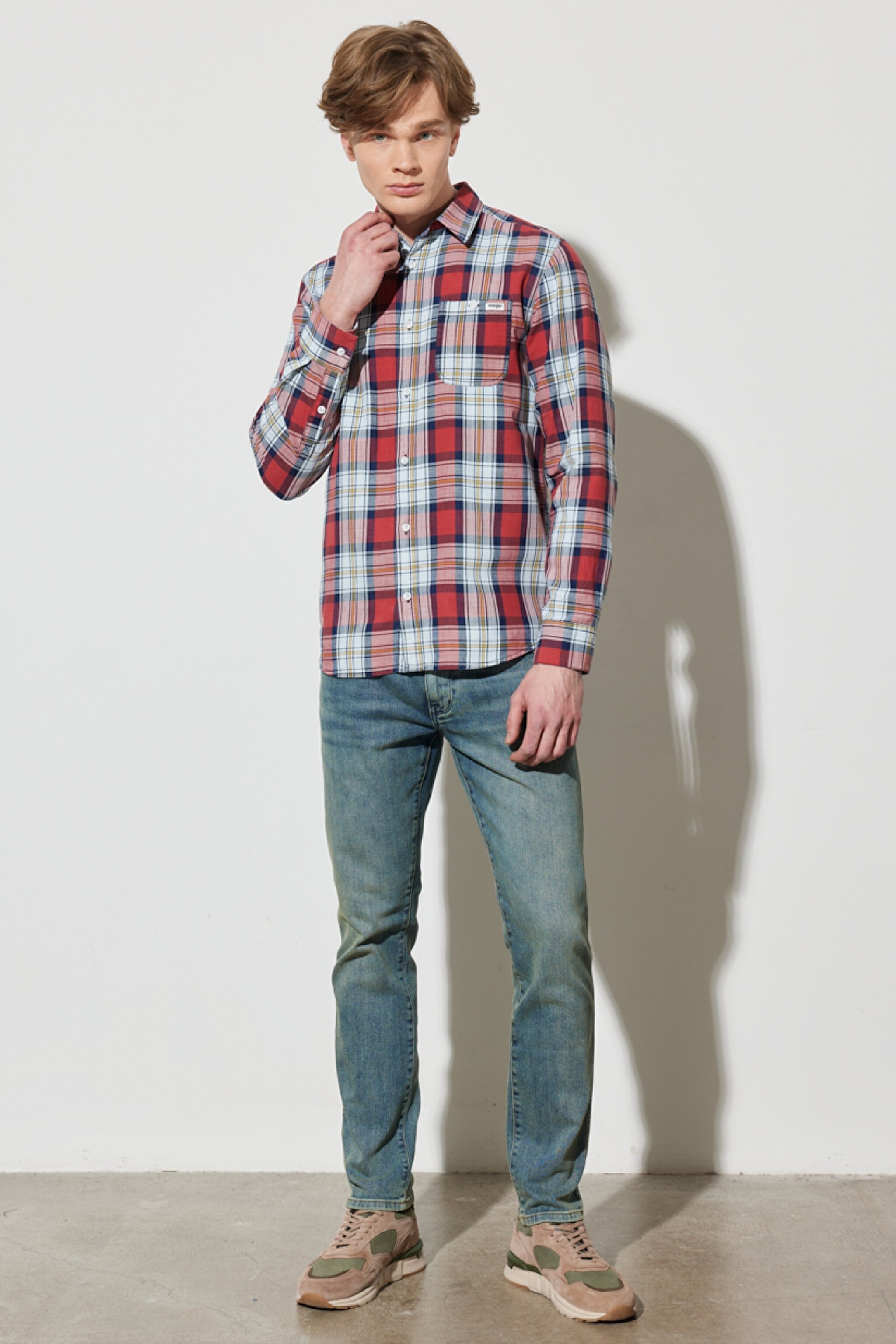 Regular Fit Normal Kesim %100 Pamuk Kareli Uzun Kollu Gömlek - Multi-W231030900 (görsel 7)