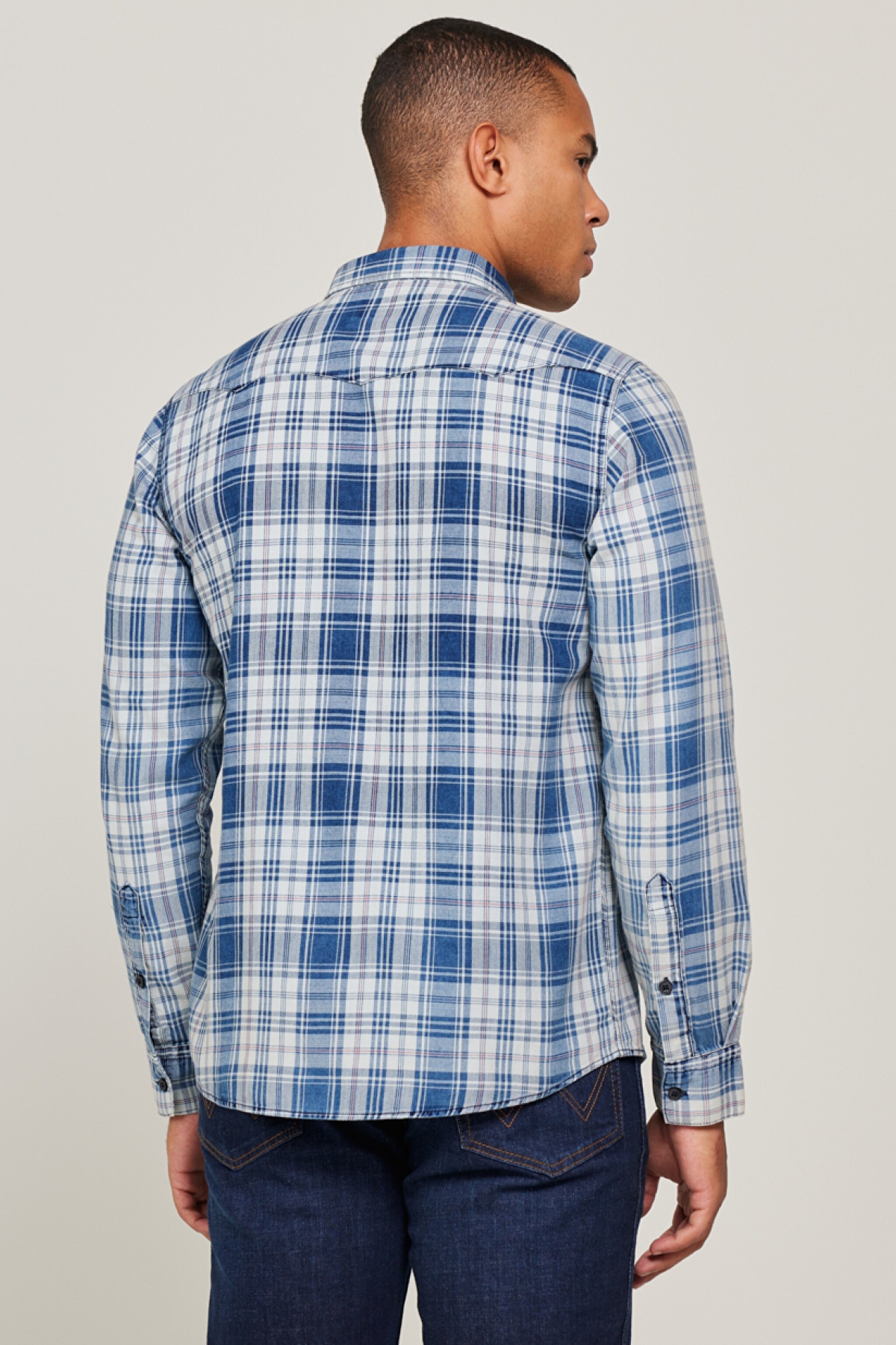 Regular Fit Normal Kesim %100 Pamuk Kareli Uzun Kollu Gömlek - Multi-W231031900 (görsel 6)