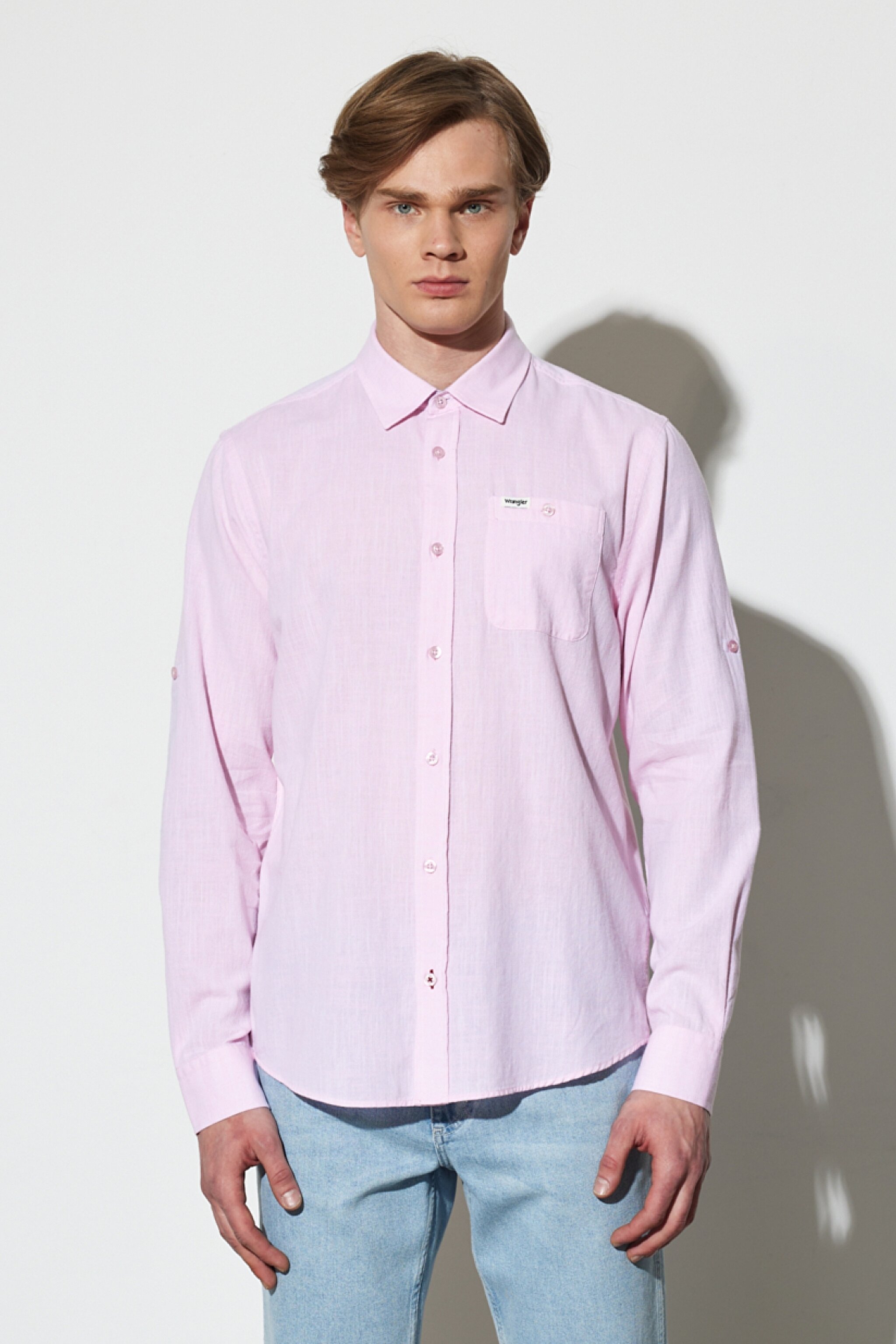 Regular Fit Normal Kesim %100 Pamuk Uzun Kollu Pembe Gömlek