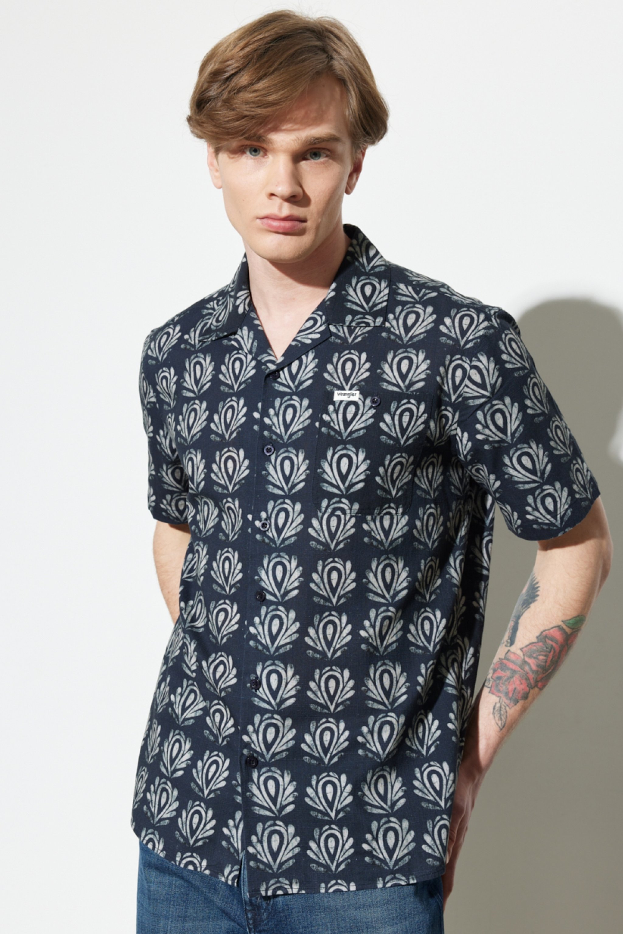 Regular Fit Normal Kesim %100 Pamuk Desenli Kısa Kollu Gömlek - Multi-W231057900 (görsel 2)