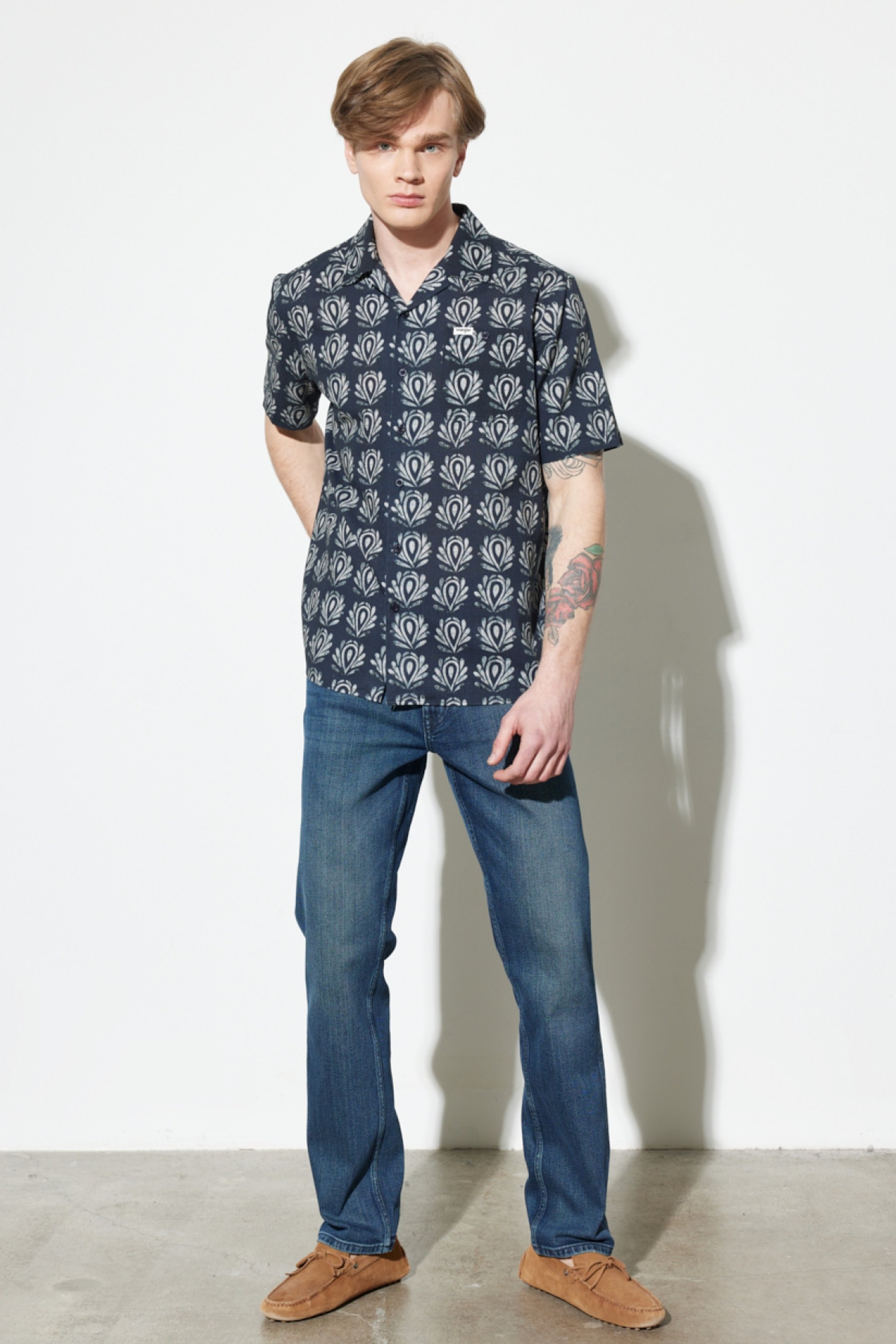 Regular Fit Normal Kesim %100 Pamuk Desenli Kısa Kollu Gömlek - Multi-W231057900 (görsel 6)