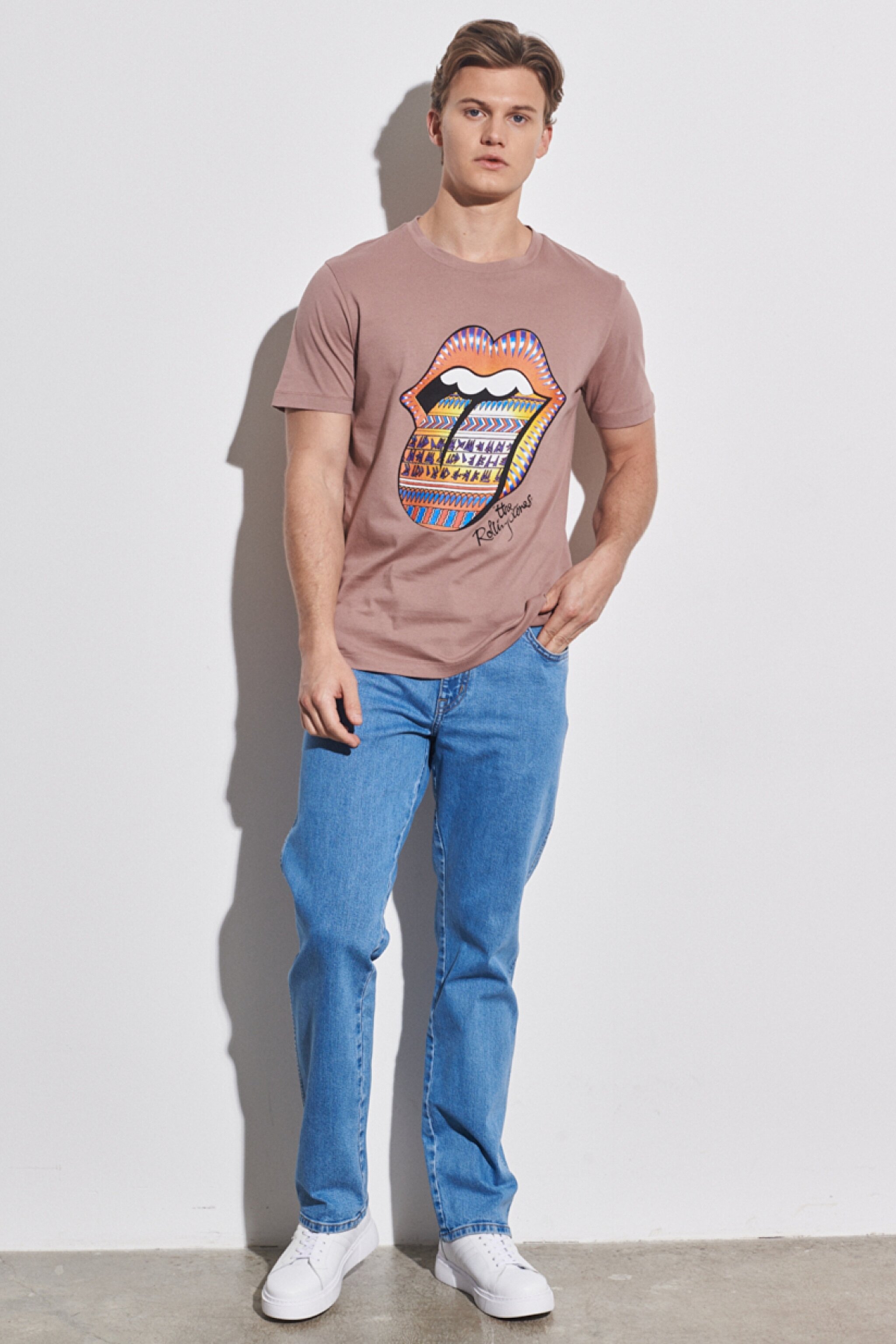 Loose Fit Rahat Kesim %100 Pamuk Bisiklet Yaka Camel Tişört - Camel-W231168211 (görsel 3)