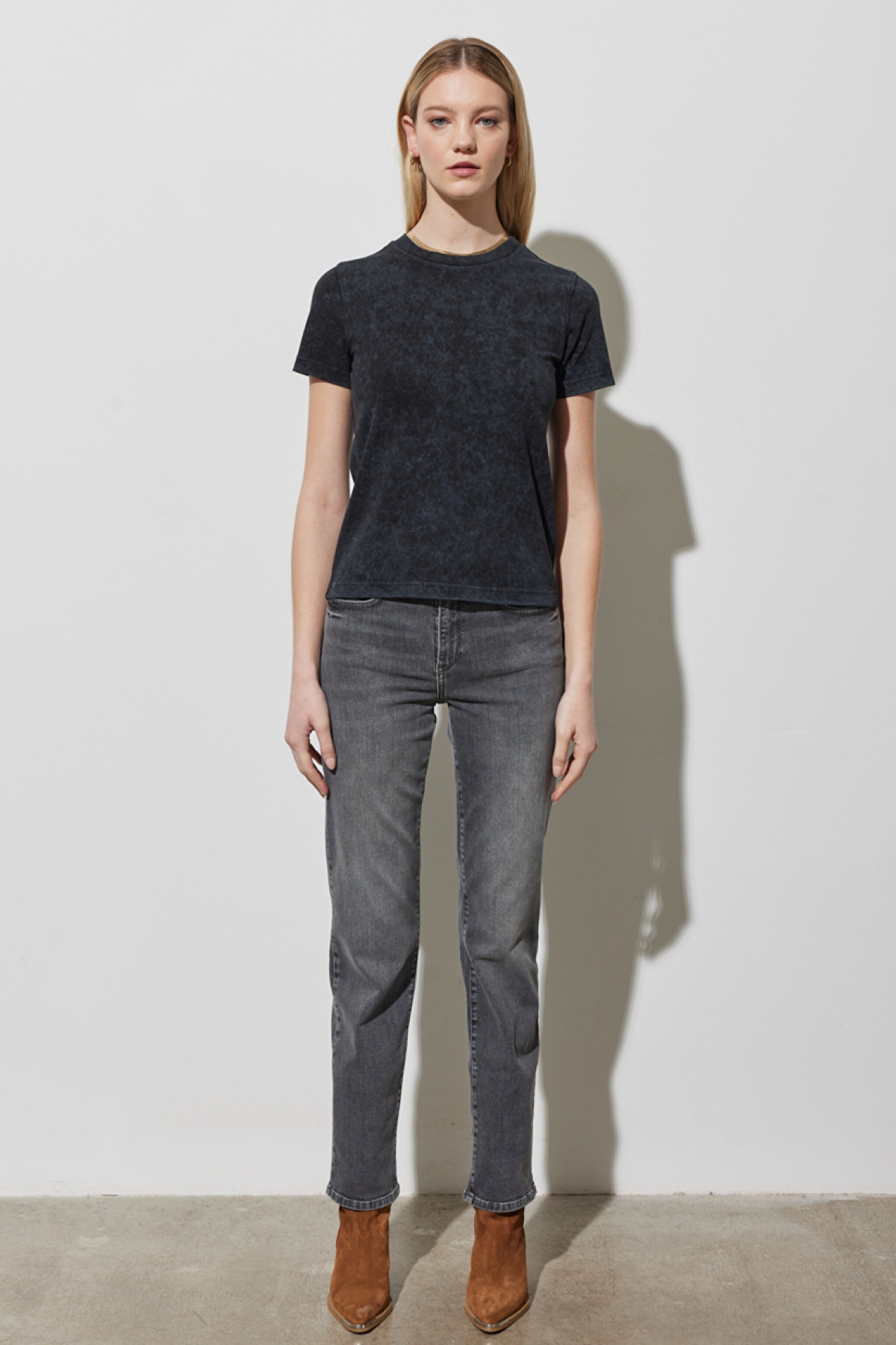 Regular Fit Normal Kesim %100 Pamuk Bisiklet Yaka Siyah Tişört - Black-W231176001 (görsel 7)