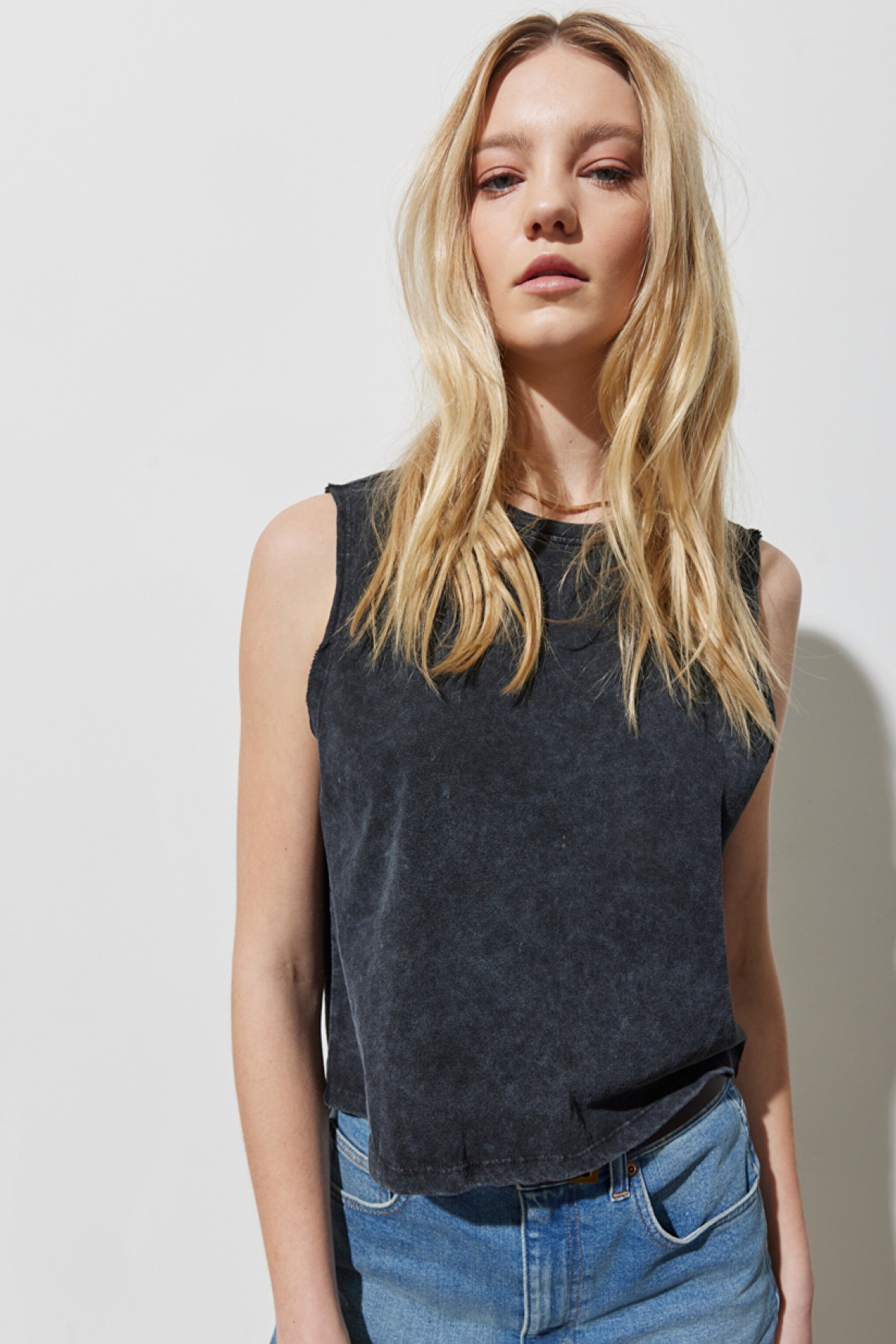 Loose Fit Rahat Kesim %100 Pamuk Bisiklet Yaka Antrasit Tişört - Anthracite-W231184003 (görsel 3)