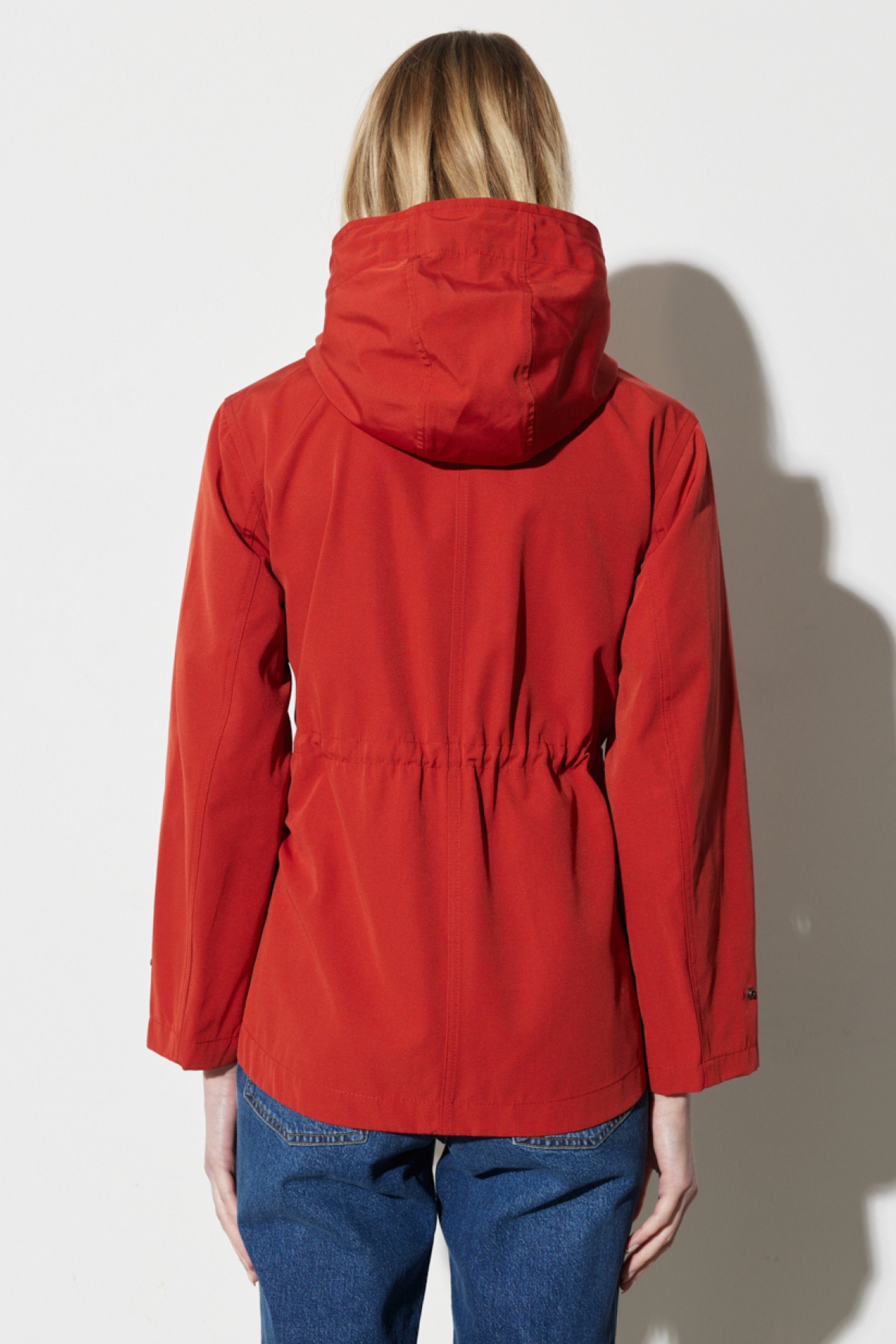 Regular Fit Normal Kesim Kapüşonlu Yaka Kırmızı Yağmurluk Ceket - Red-W231196600 (görsel 8)