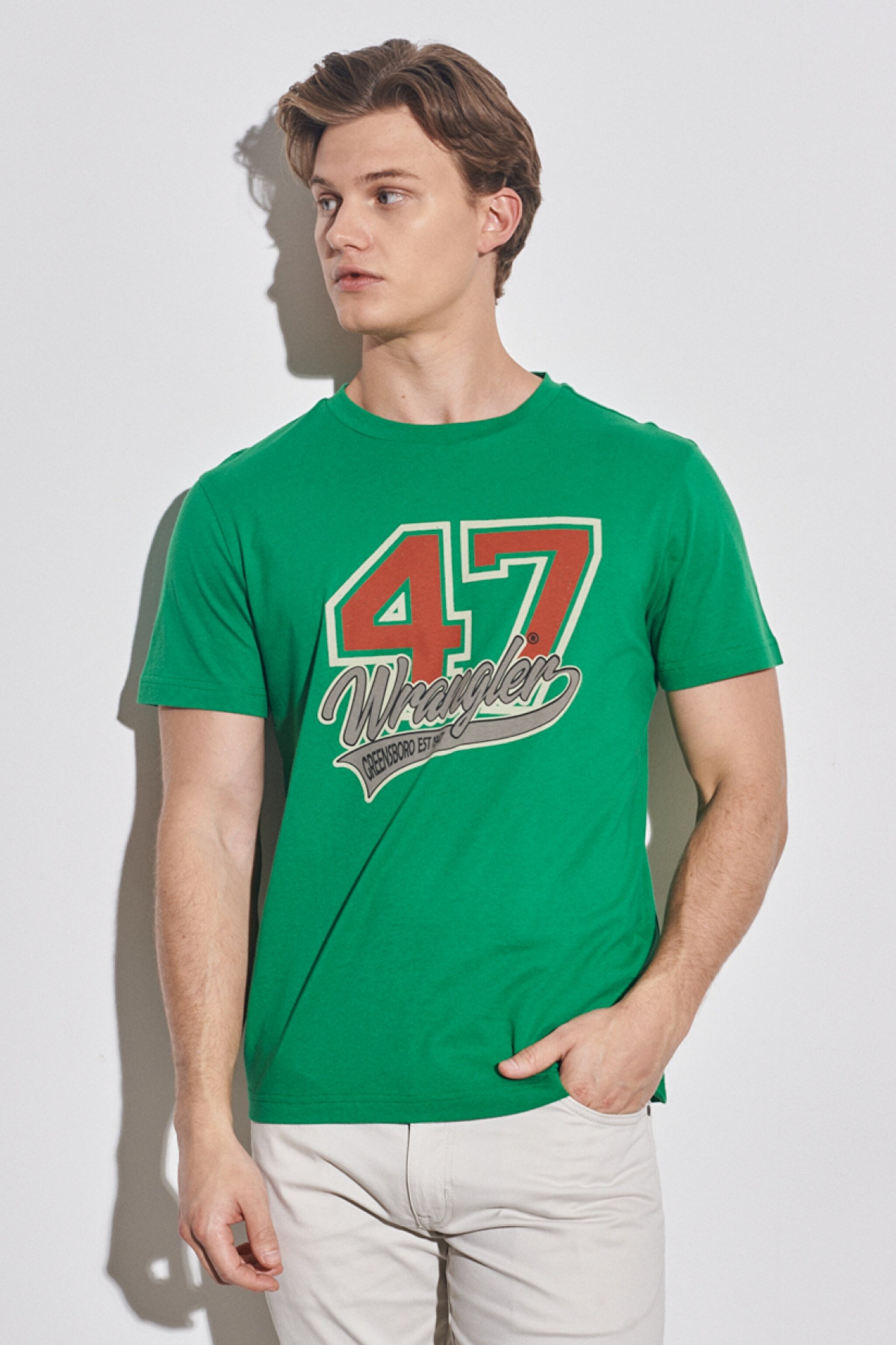 Regular Fit Normal Kesim %100 Pamuk Bisiklet Yaka Yeşil Tişört - Green-W231228300