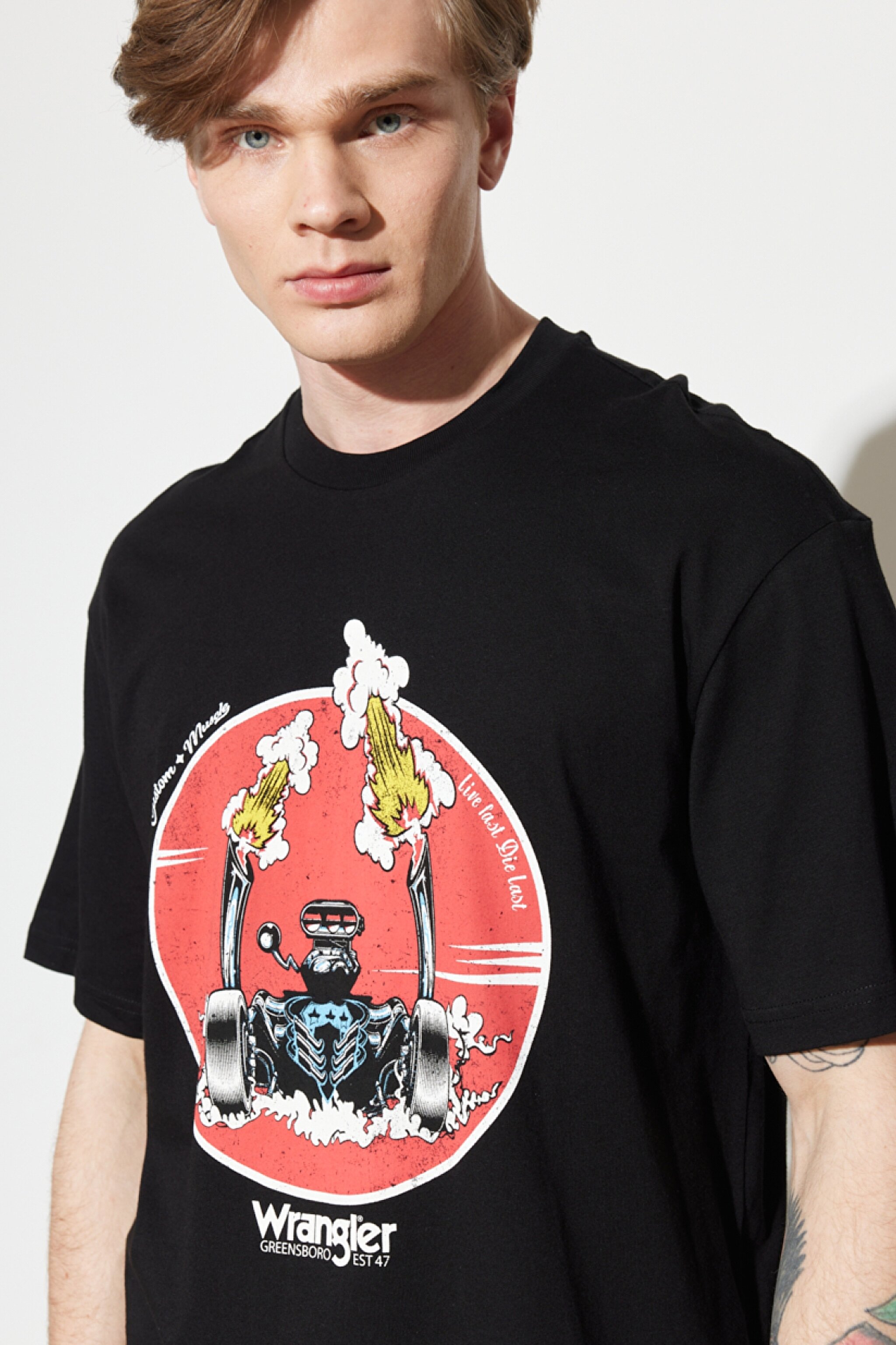 Loose Fit Rahat Kesim %100 Pamuk Bisiklet Yaka Siyah Tişört - Black-W231237001 (görsel 4)