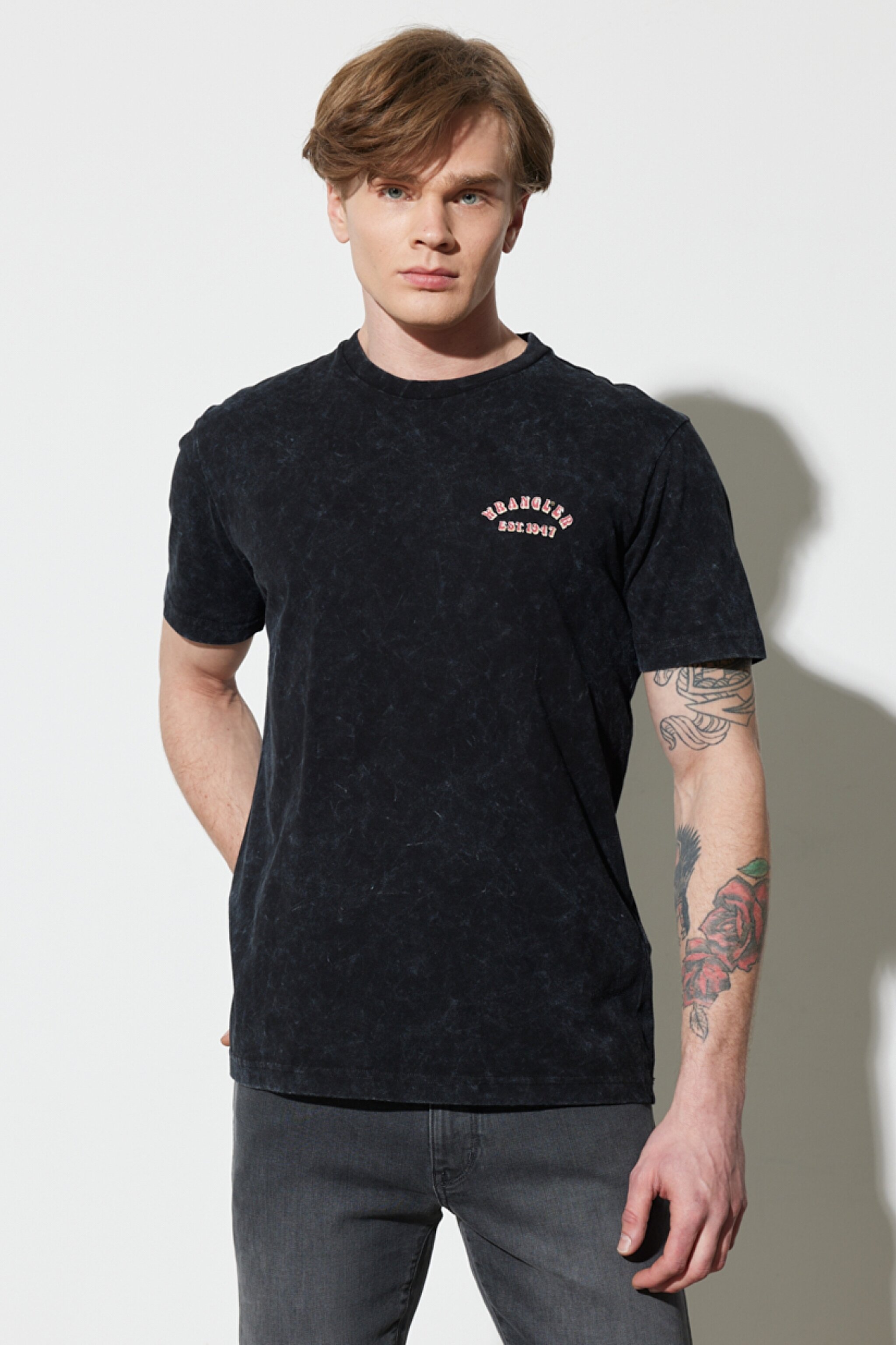 Regular Fit Normal Kesim %100 Pamuk Bisiklet Yaka Siyah Tişört - Black-W231253001 (görsel 3)