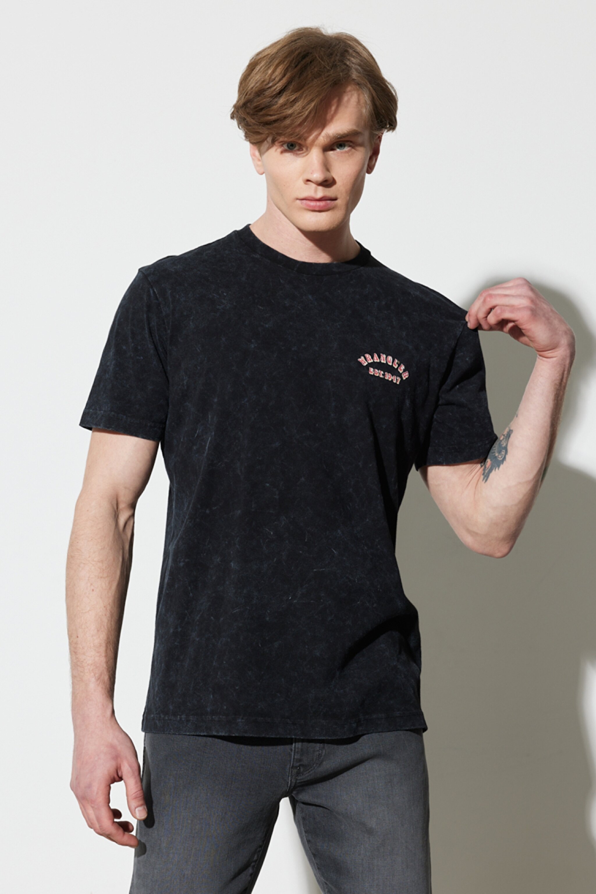 Regular Fit Normal Kesim %100 Pamuk Bisiklet Yaka Siyah Tişört - Black-W231253001 (görsel 4)