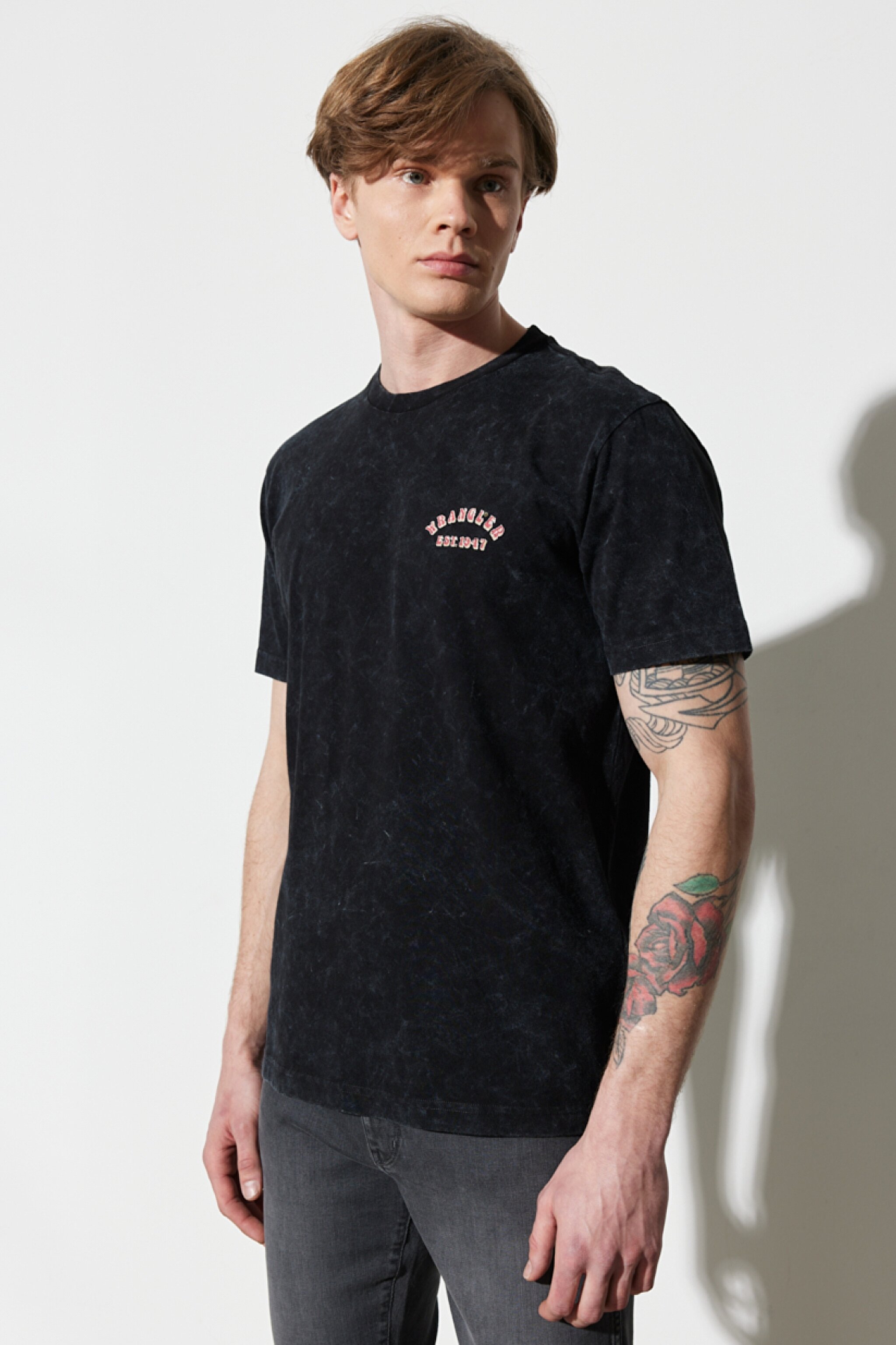 Regular Fit Normal Kesim %100 Pamuk Bisiklet Yaka Siyah Tişört - Black-W231253001 (görsel 5)