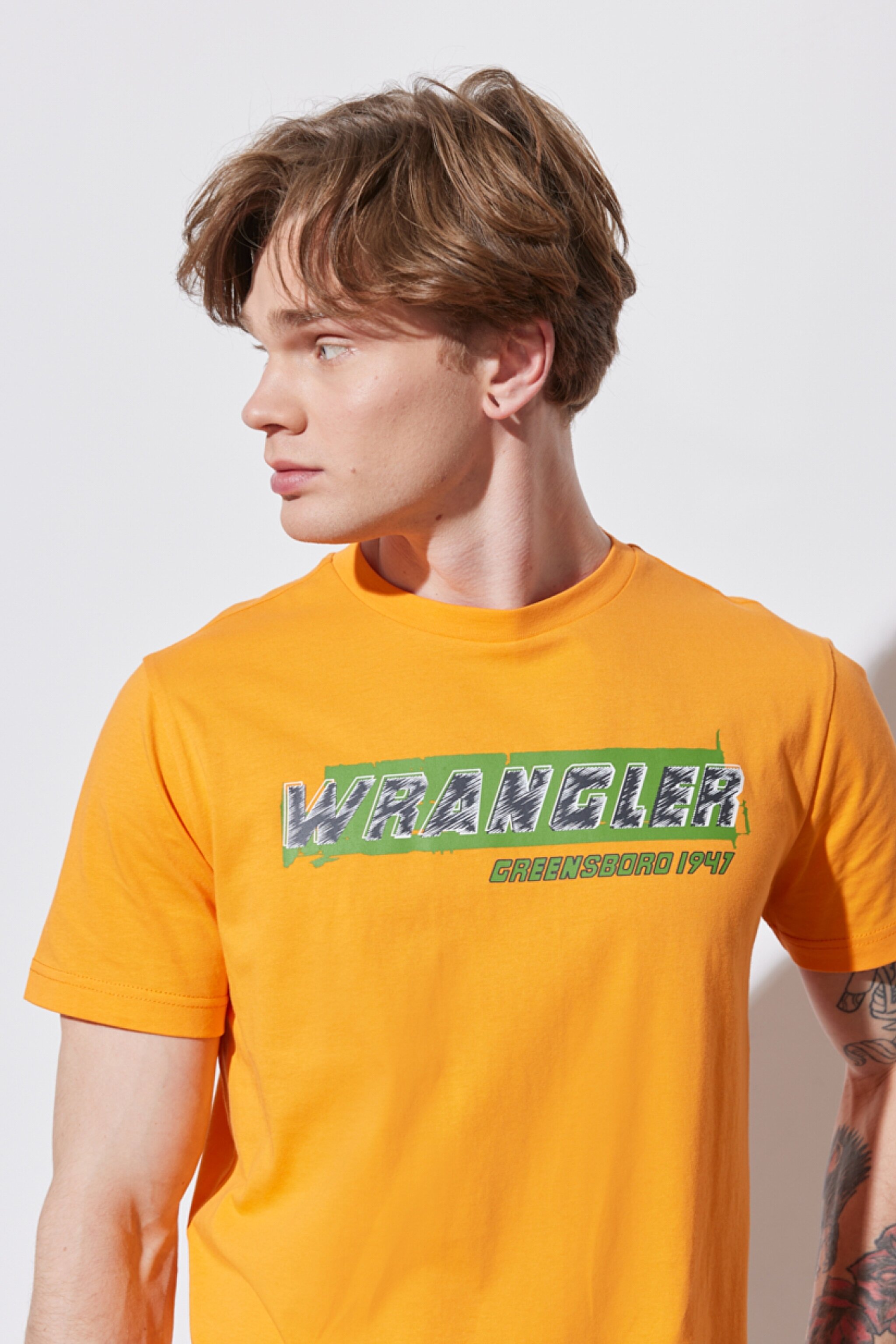 Regular Fit Normal Kesim %100 Pamuk Bisiklet Yaka Turuncu Tişört - Orange-W231257700 (görsel 4)