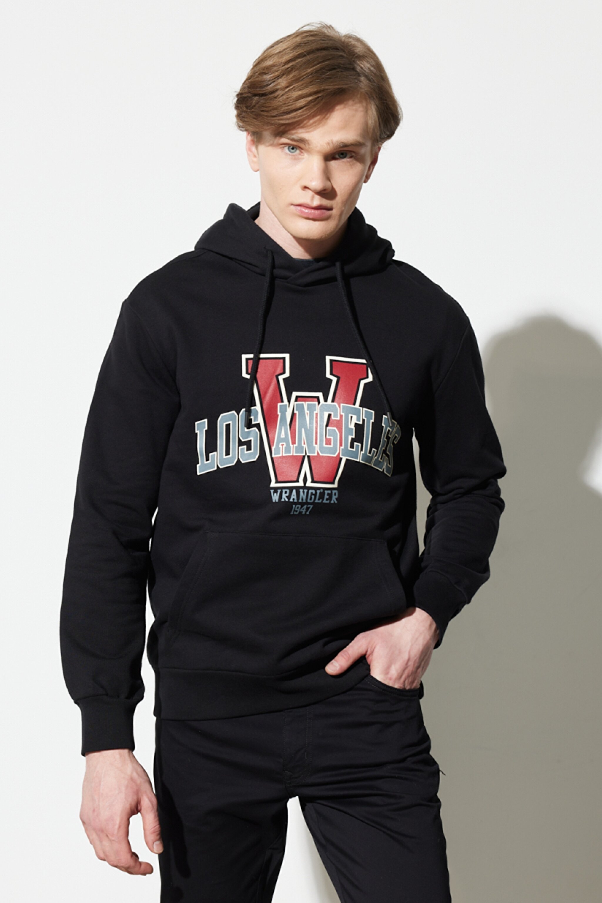 Regular Fit Normal Kesim %100 Pamuk Kapüşonlu Yaka Siyah Sweatshirt