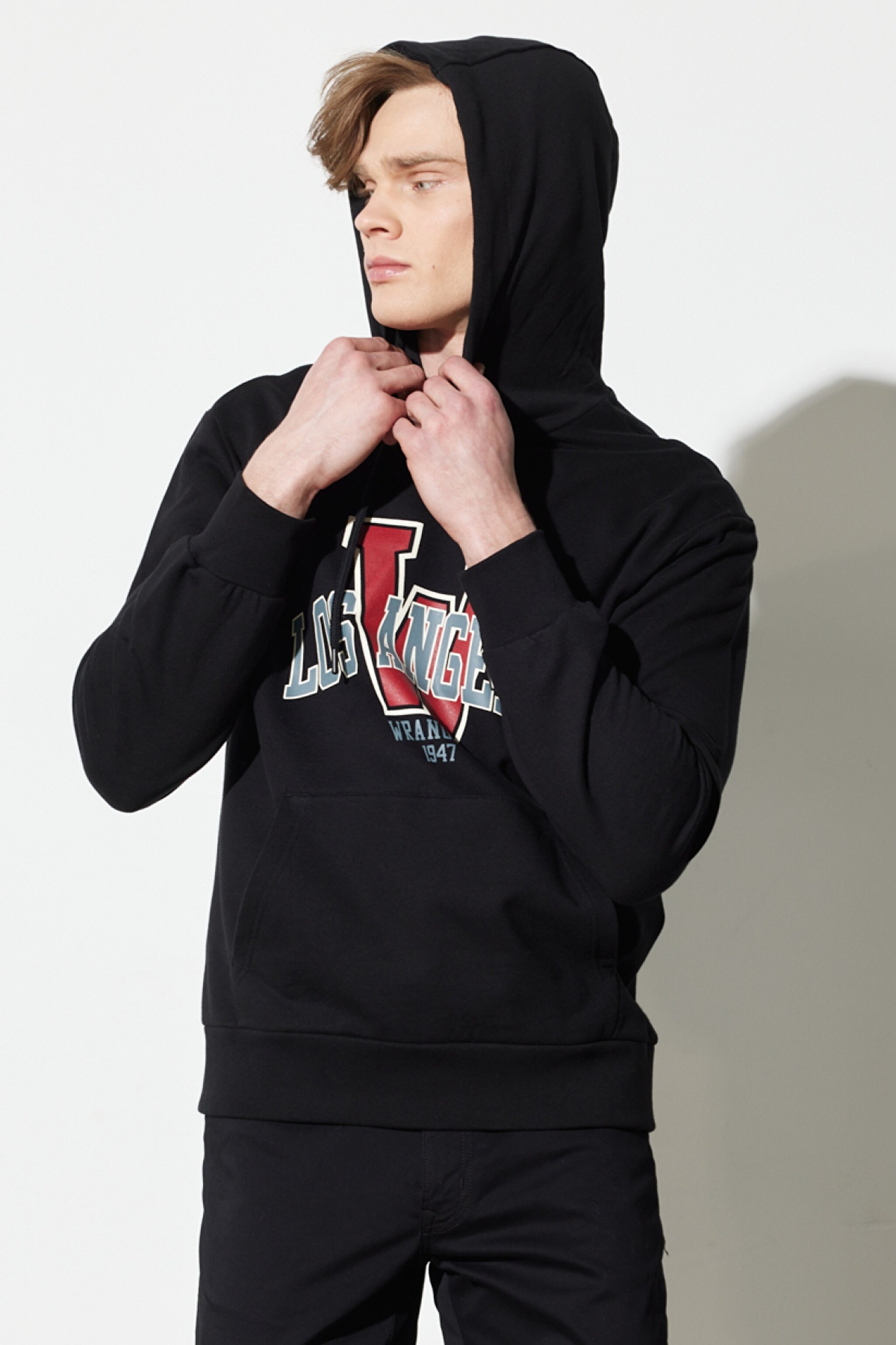 Regular Fit Normal Kesim %100 Pamuk Kapüşonlu Yaka Siyah Sweatshirt - Black-W231264001 (görsel 3)