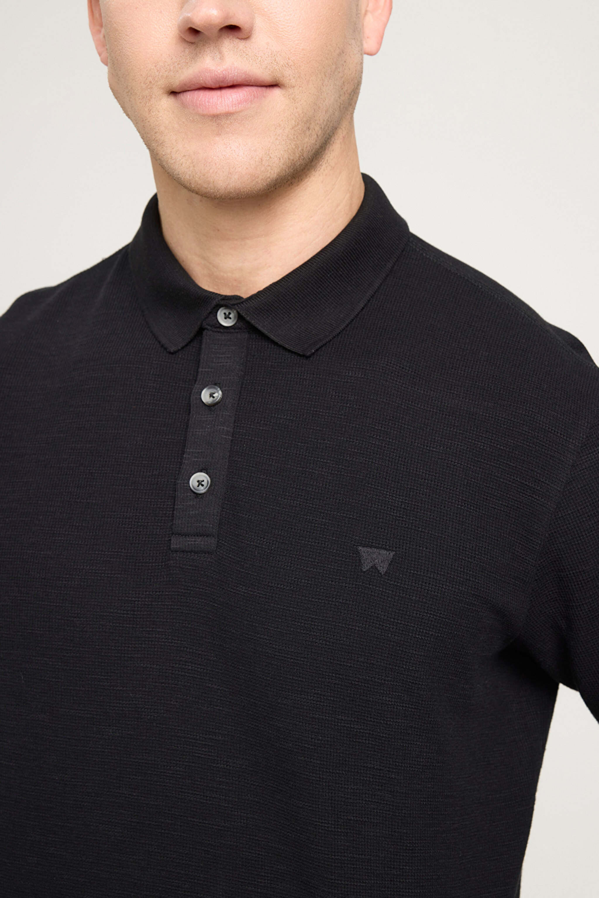 Regular Fit Normal Kesim %100 Pamuk Polo Yaka Siyah Tişört - Black-W231325001 (görsel 4)
