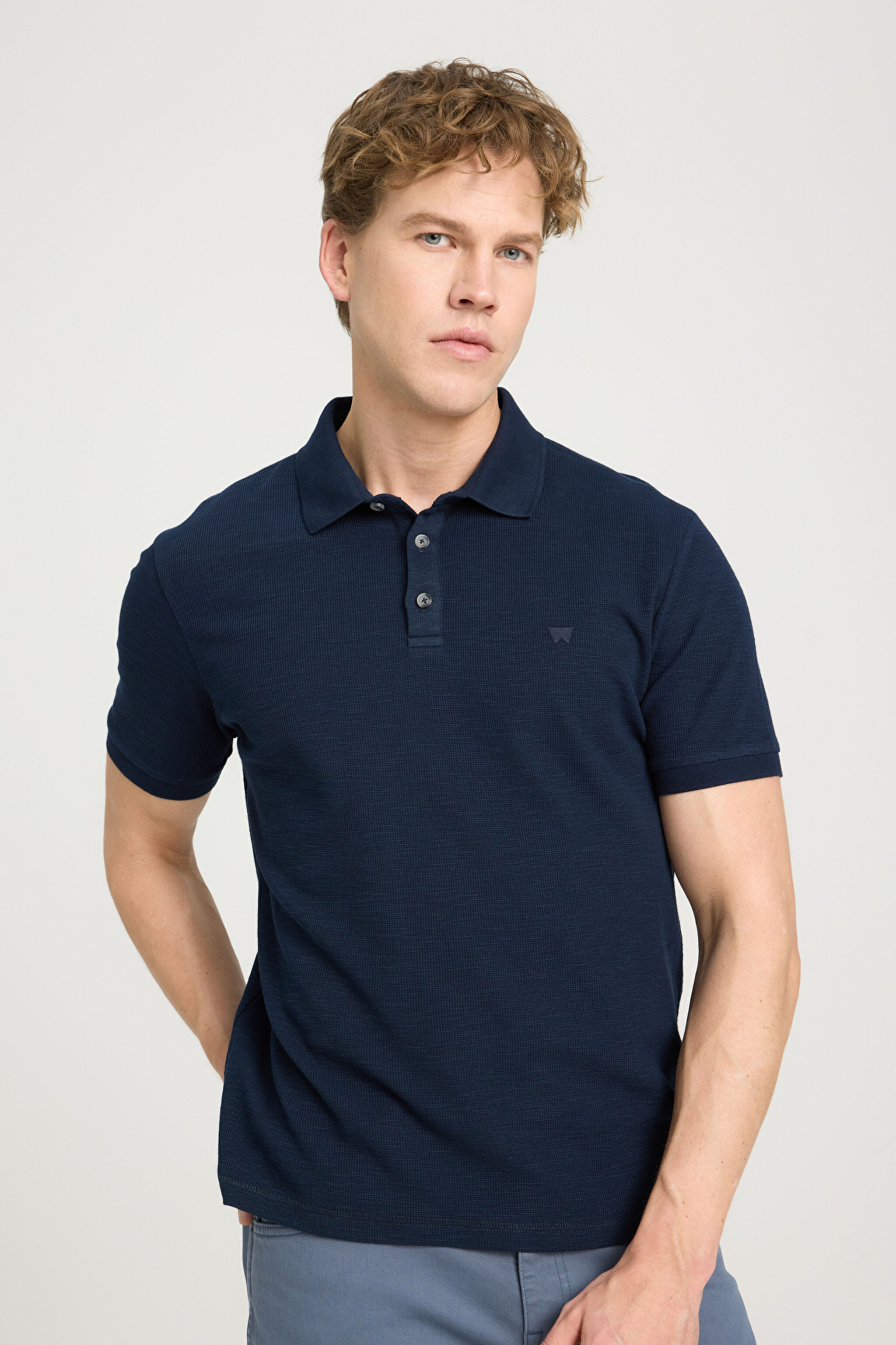 Regular Fit Normal Kesim %100 Pamuk Polo Yaka Lacivert Tişört
