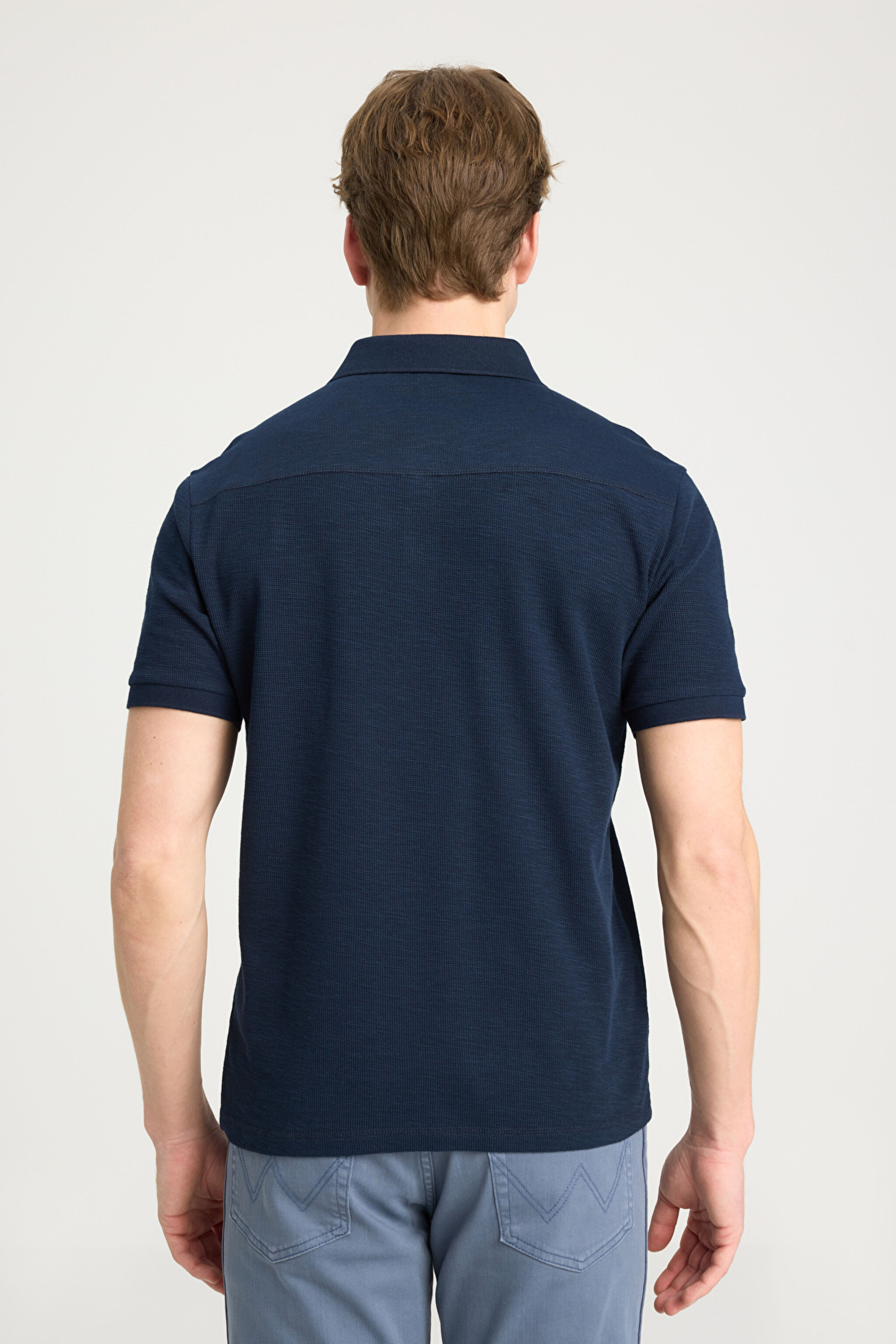 Regular Fit Normal Kesim %100 Pamuk Polo Yaka Lacivert Tişört - Navy-W231325410 (görsel 5)
