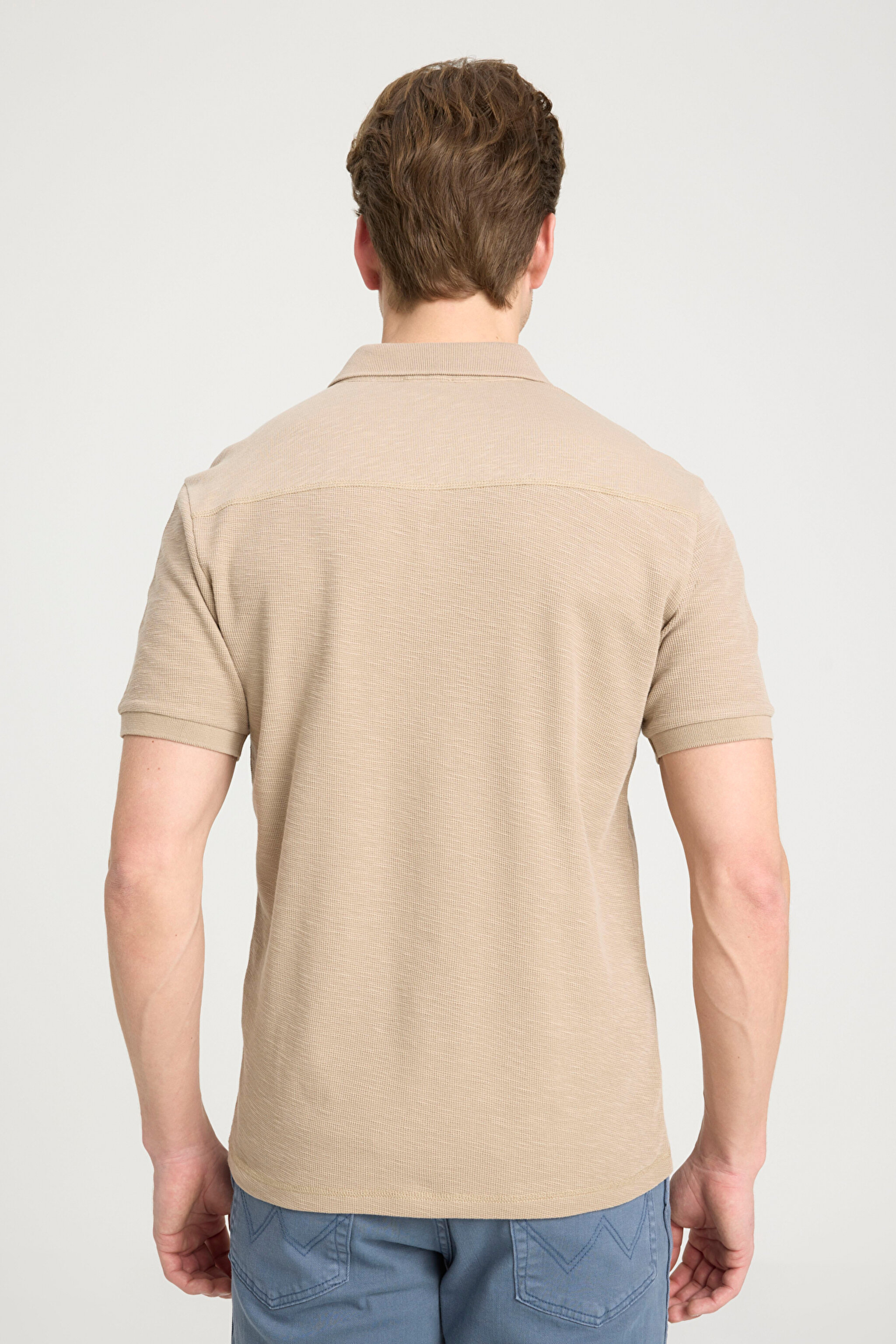 Regular Fit Normal Kesim %100 Pamuk Polo Yaka Bej Tişört - Beige-W231325614 (görsel 5)