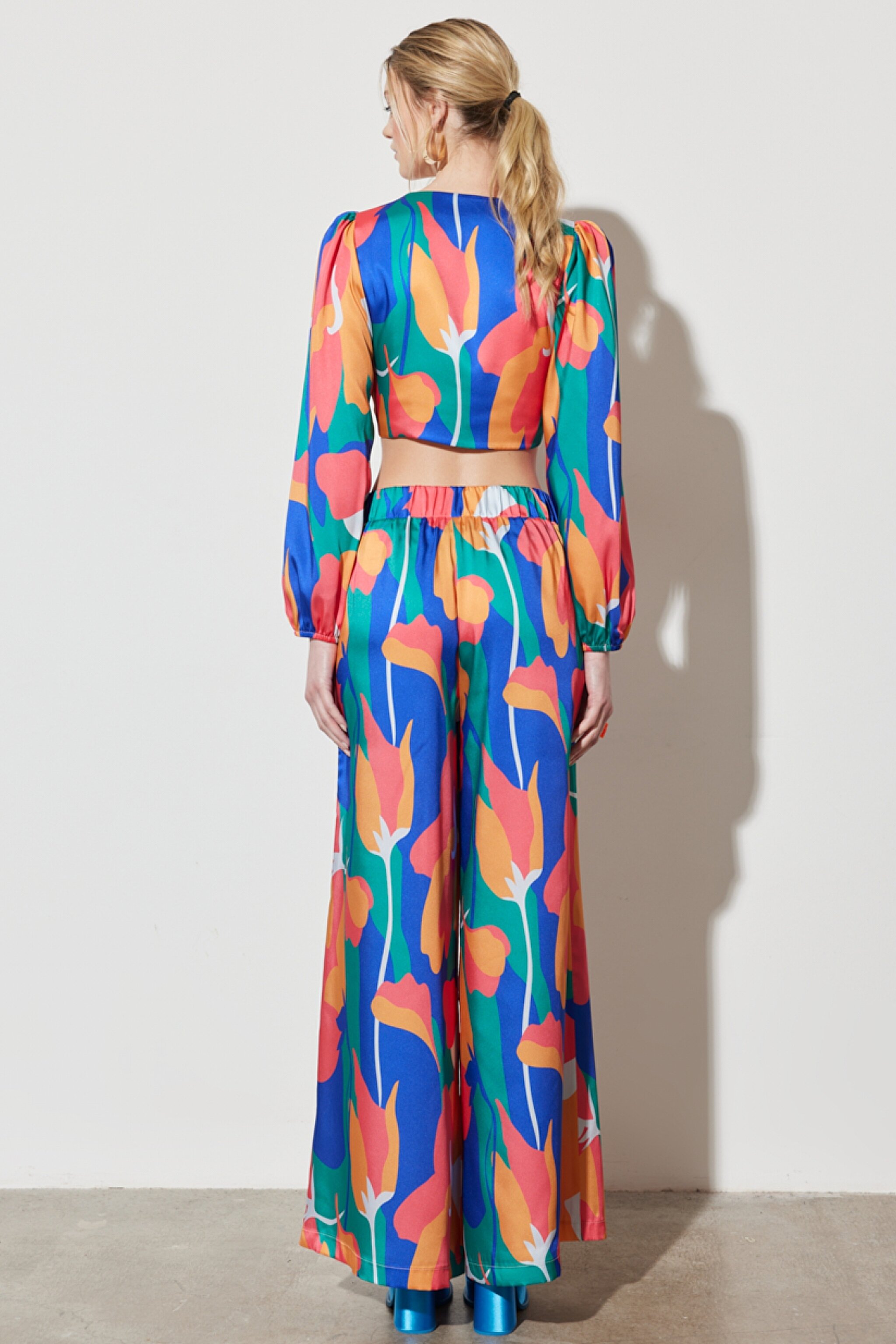 Flare Regular Fit Yüksel Bel İspanyol Paça Desenli Pantolon - Multi-W231591900 (görsel 7)