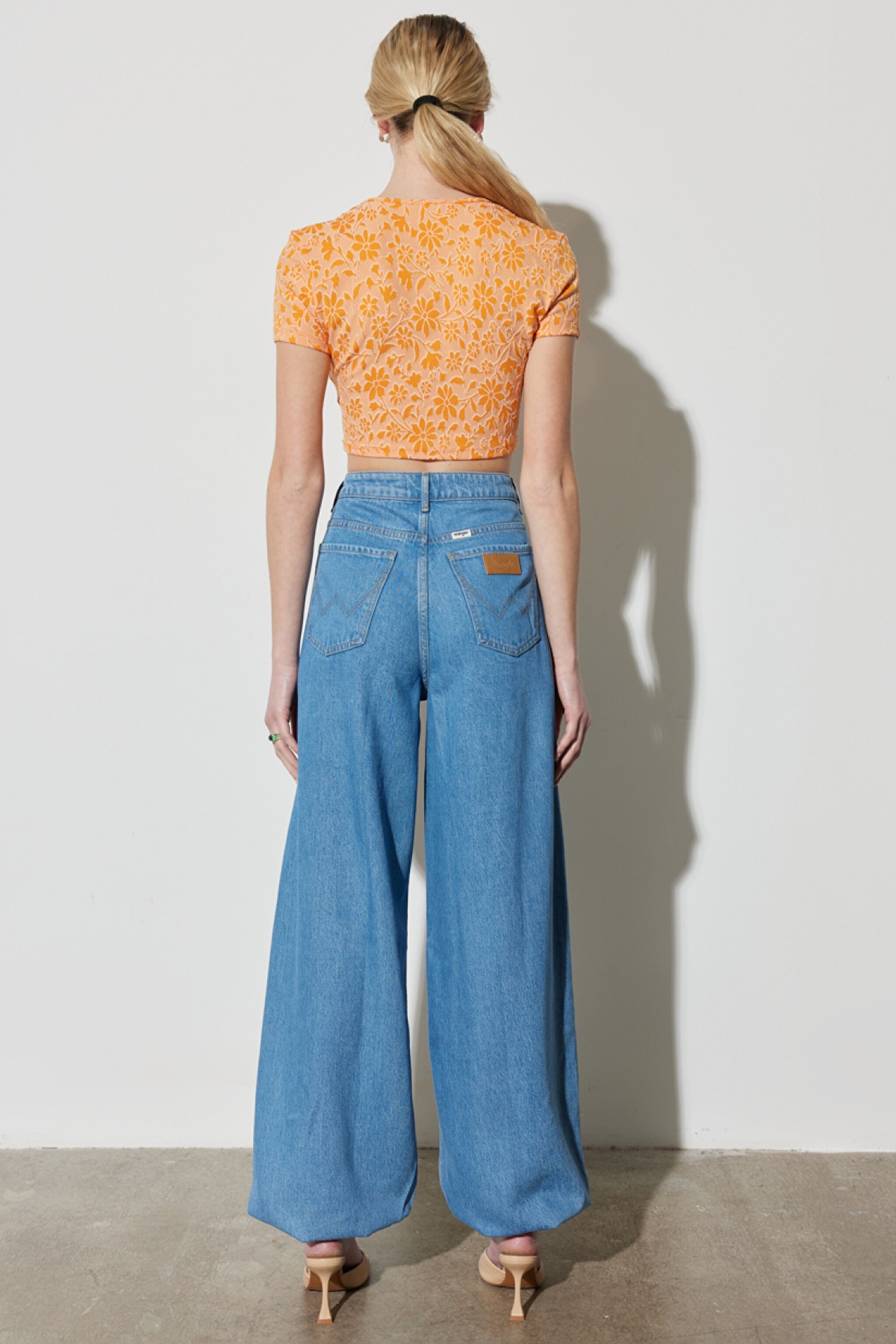Loose Fit Rahat Kesim Normal Bel Lastikli Geniş Paça Jean Jogger Pantolon - Light Blue-W231632404 (görsel 8)