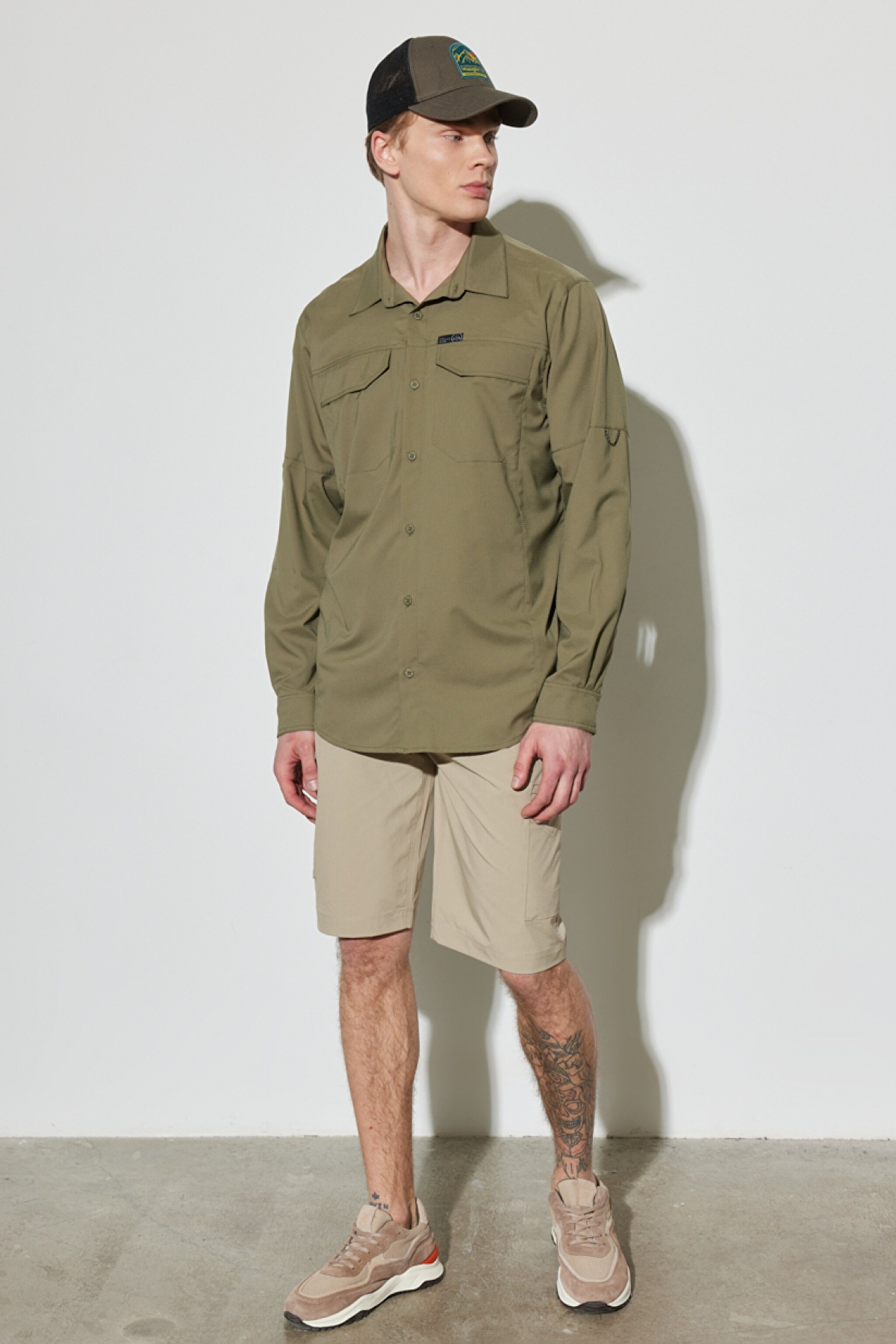 All Terrain Gear Regular Fit Normal Kesim Esnek Haki Uzun Kollu Gömlek