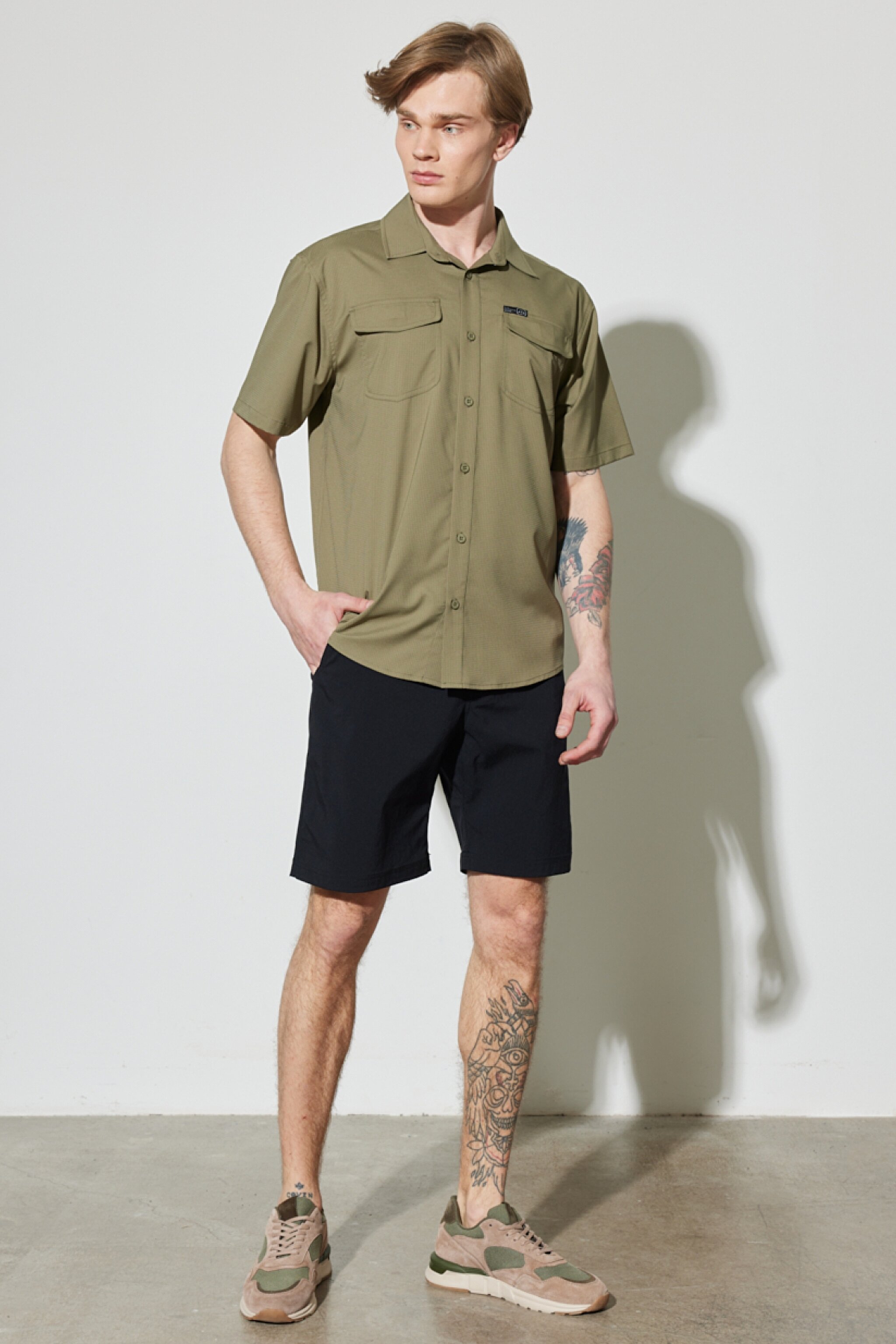 All Terrain Gear Regular Fit Normal Kesim Esnek Haki Kısa Kollu Gömlek - Khaki-W231704801 (görsel 7)