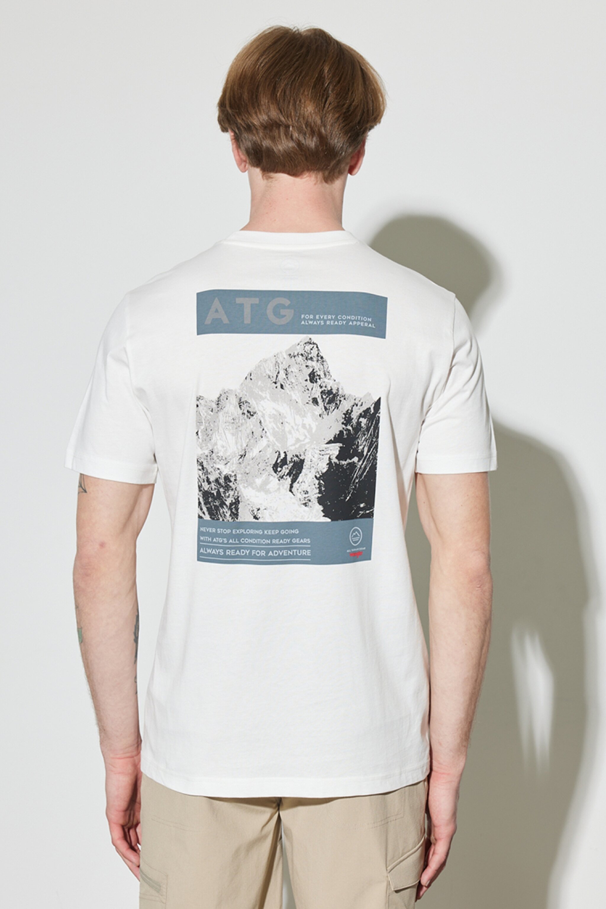 All Terrain Gear Regular Fit %100 Pamuk Bisiklet Yaka Kırık Beyaz Tişört - Off White-W231730102