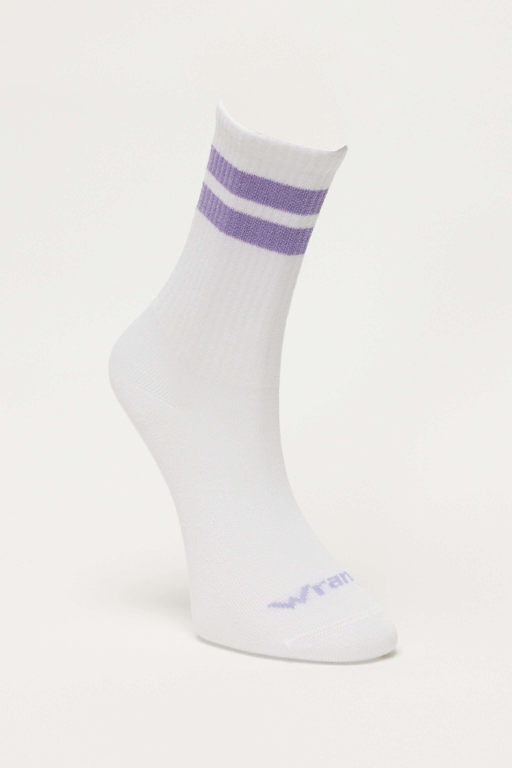 Yüksek Kesim Mor Şeritli Tekli Çorap - Purple-W231744499