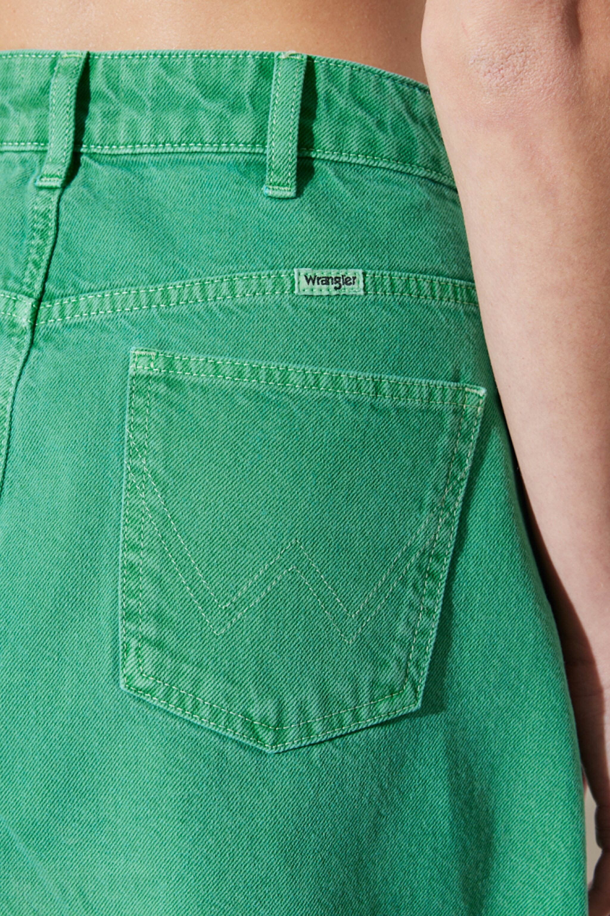 Regular Fit Normal Kesim %100 Pamuk Yüksek Bel Açık Yeşil Etek - Bright Green-W231769G25 (görsel 6)