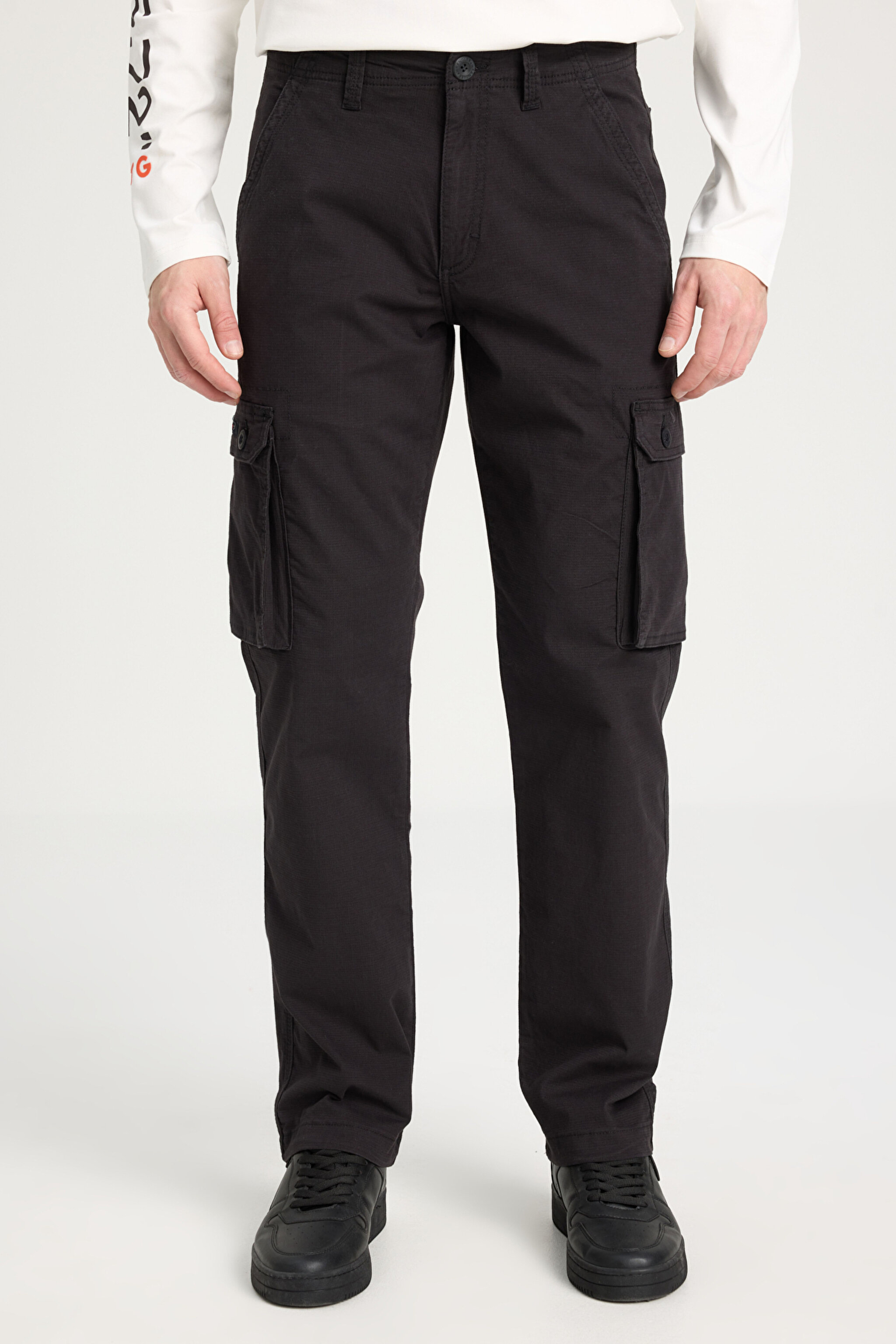 Regular Fit Normal Kesim Normal Bel Düz Paça Antrasit Erkek Kargo Pantolon - Anthracite-W231802003 (görsel 6)