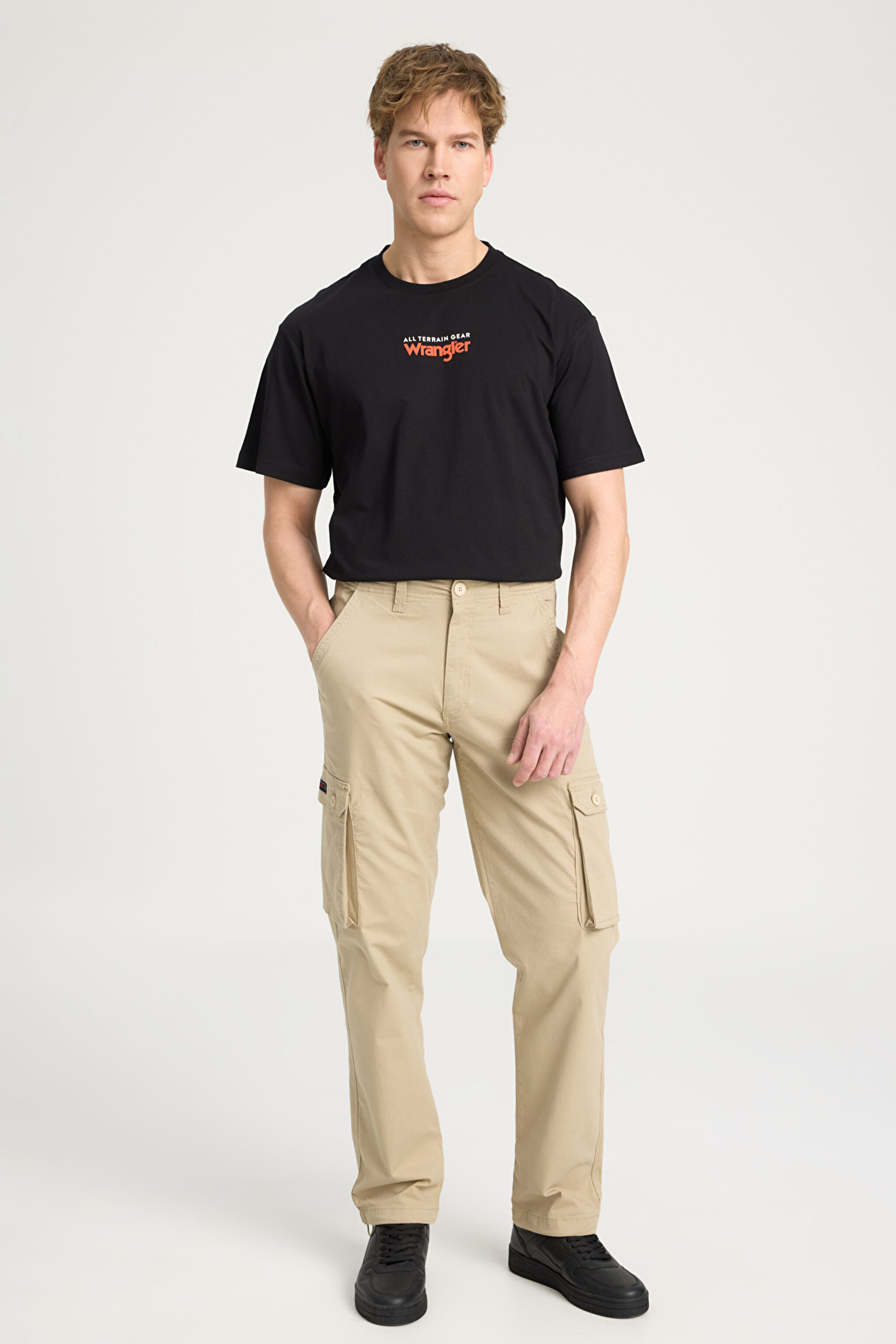 Regular Fit Normal Kesim Normal Bel Düz Paça Bej Kargo Pantolon - Beige-W231802614
 