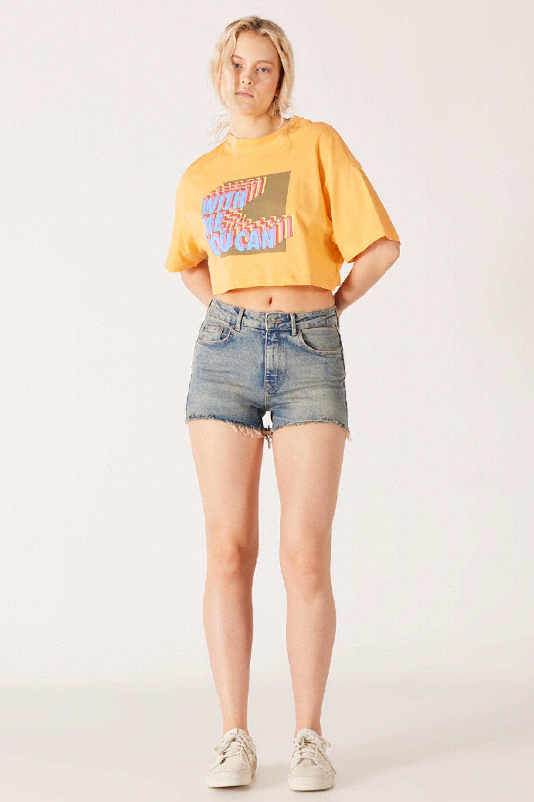 Regular Fit Normal Kesim Normal Bel Esnek Jean Kot Şort - Light Blue-W231816404 (görsel 3)