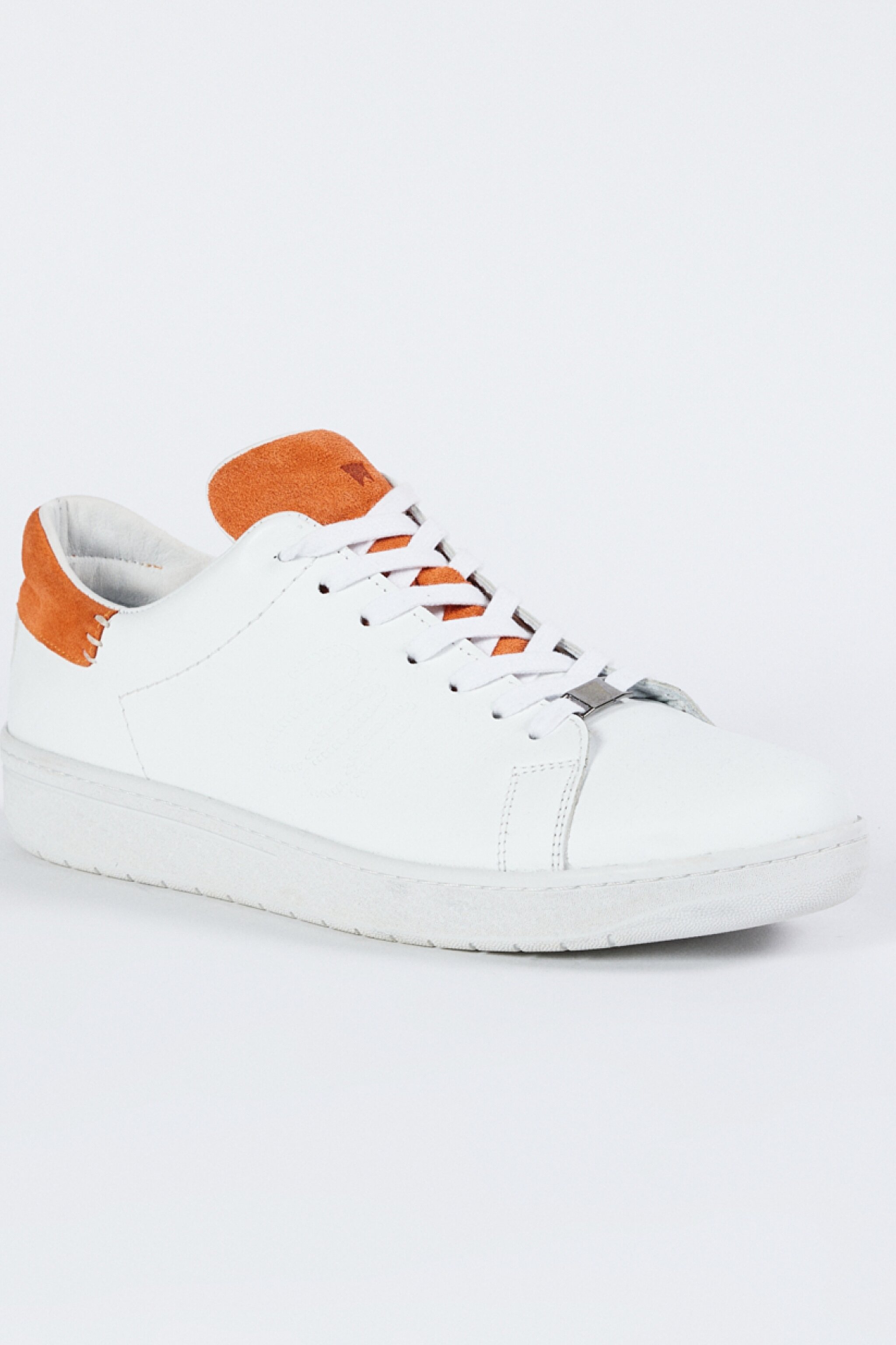 %100 Deri Beyaz Turuncu Sneaker Ayakkabı - White&Orange-W231K401W12 (görsel 2)